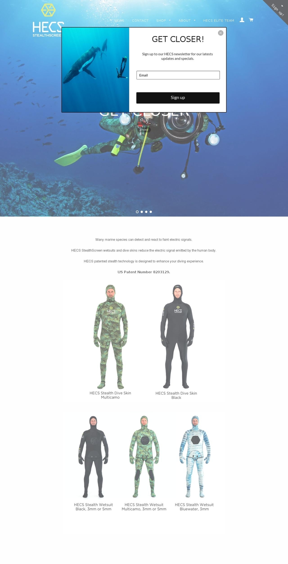 hecsmarine.com shopify website screenshot
