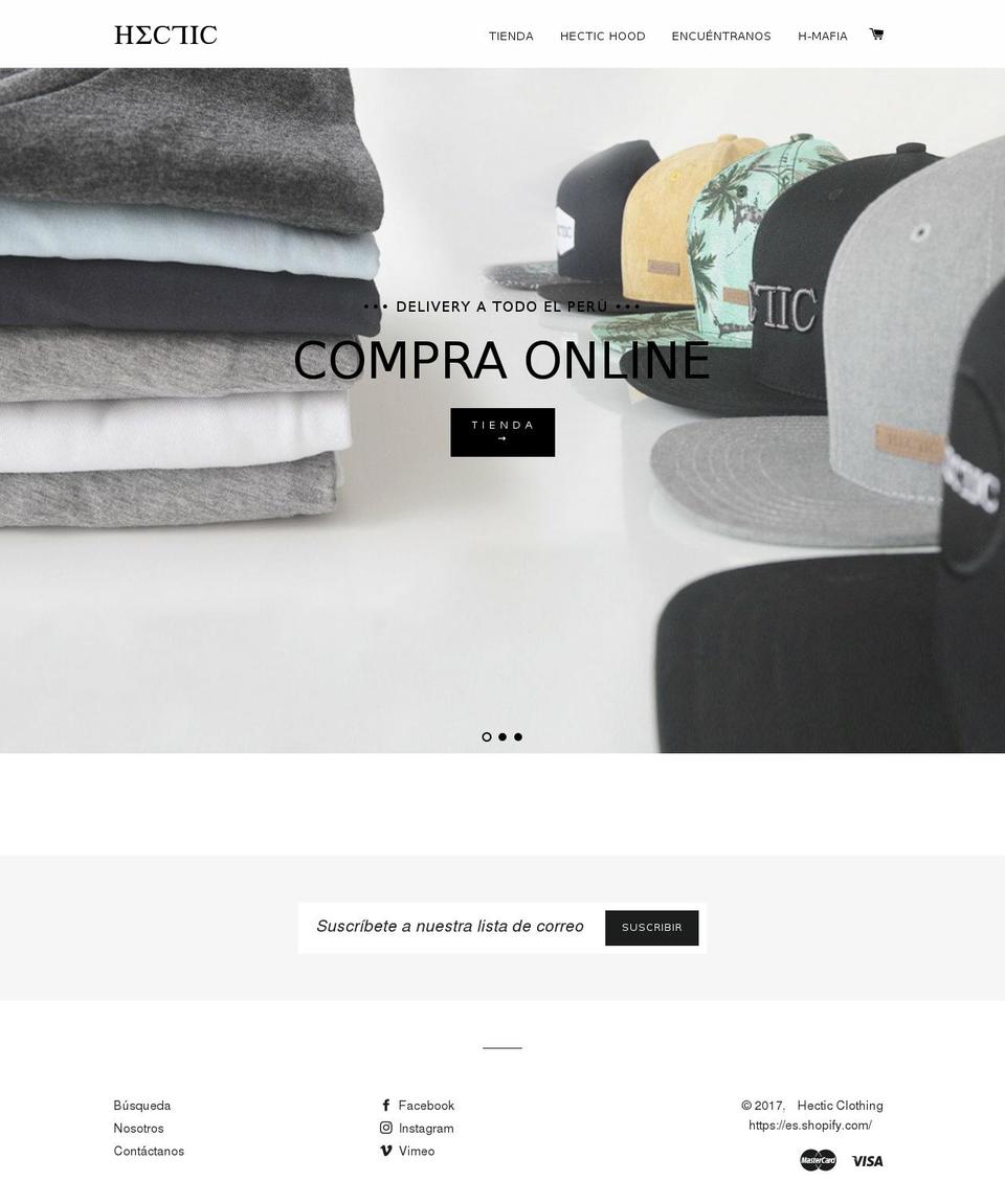 hectic-clothing.com shopify website screenshot