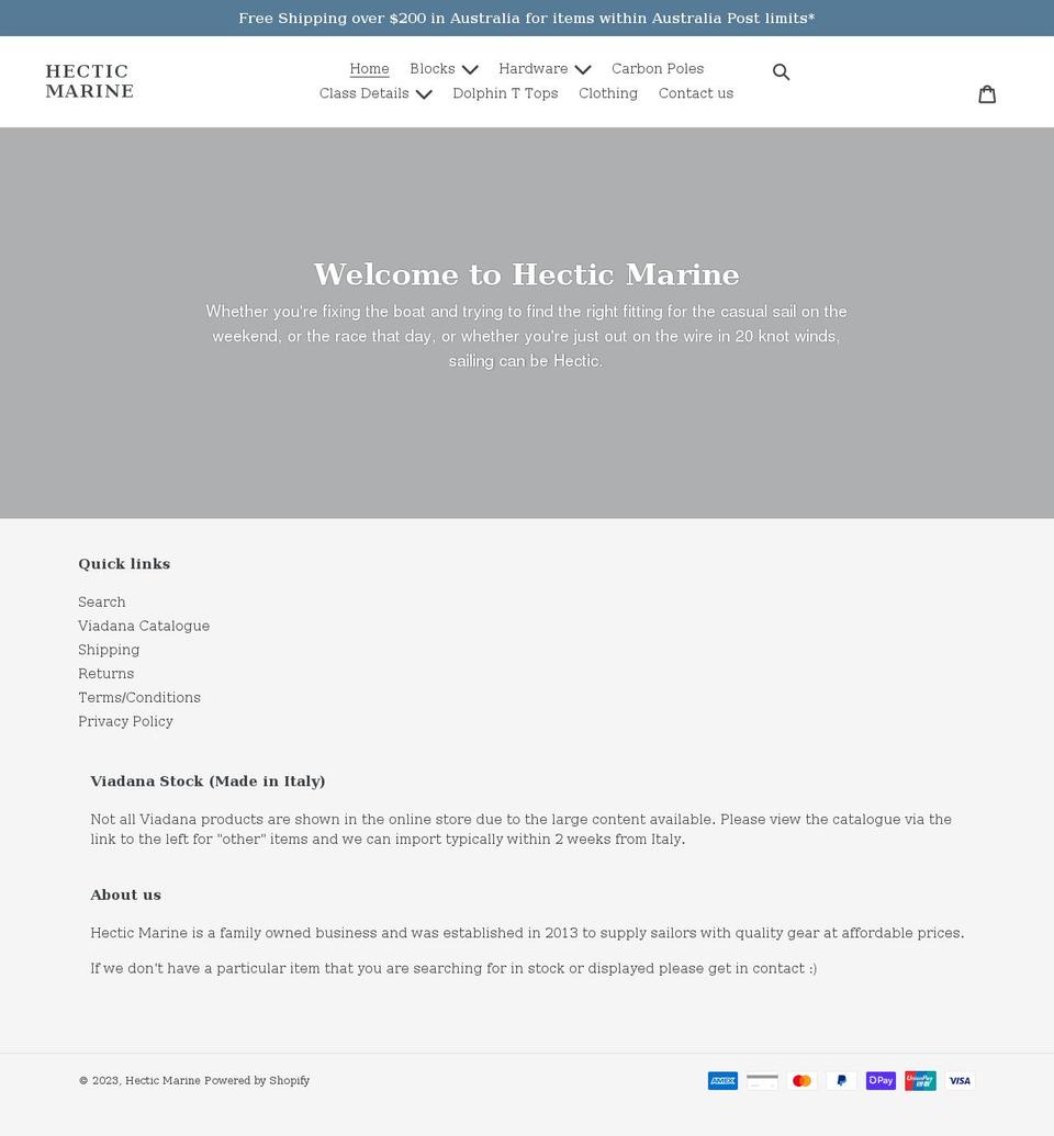 hecticmarine.com.au shopify website screenshot