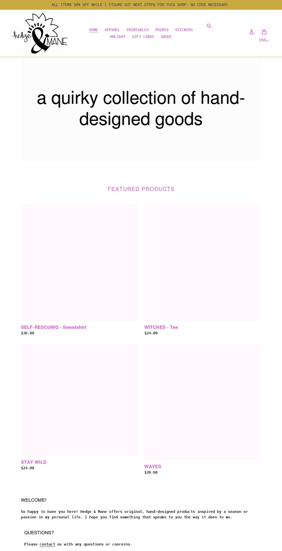 hedgeandmane.com shopify website screenshot