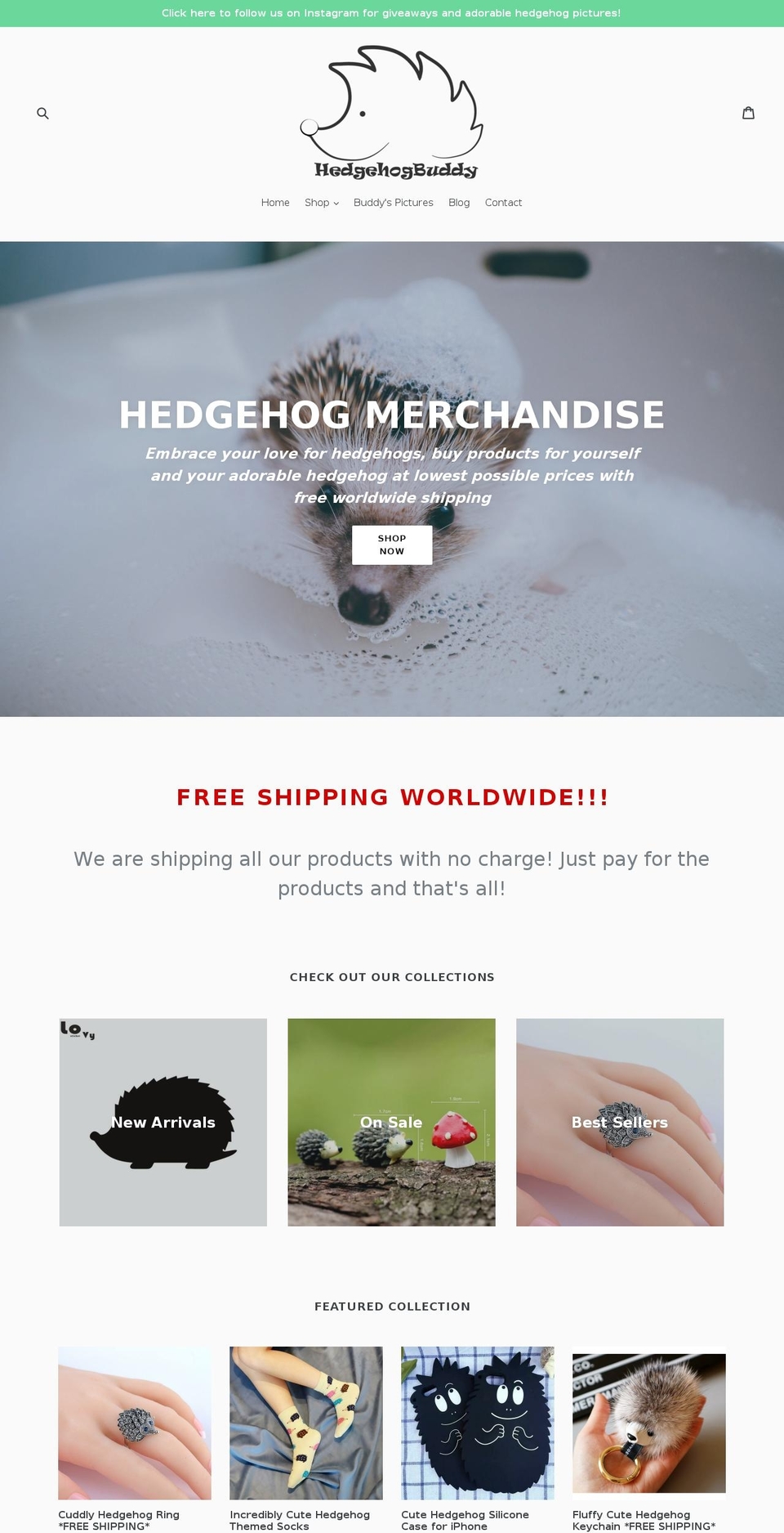 hedgehogbuddy.com — Shopify storefront screenshot
