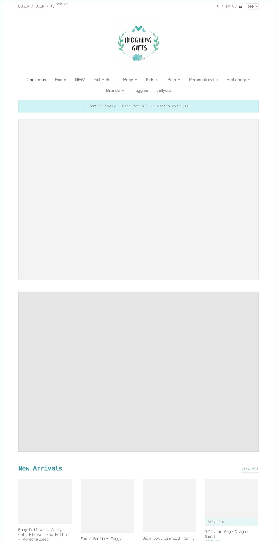 hedgehoggifts.co.uk shopify website screenshot