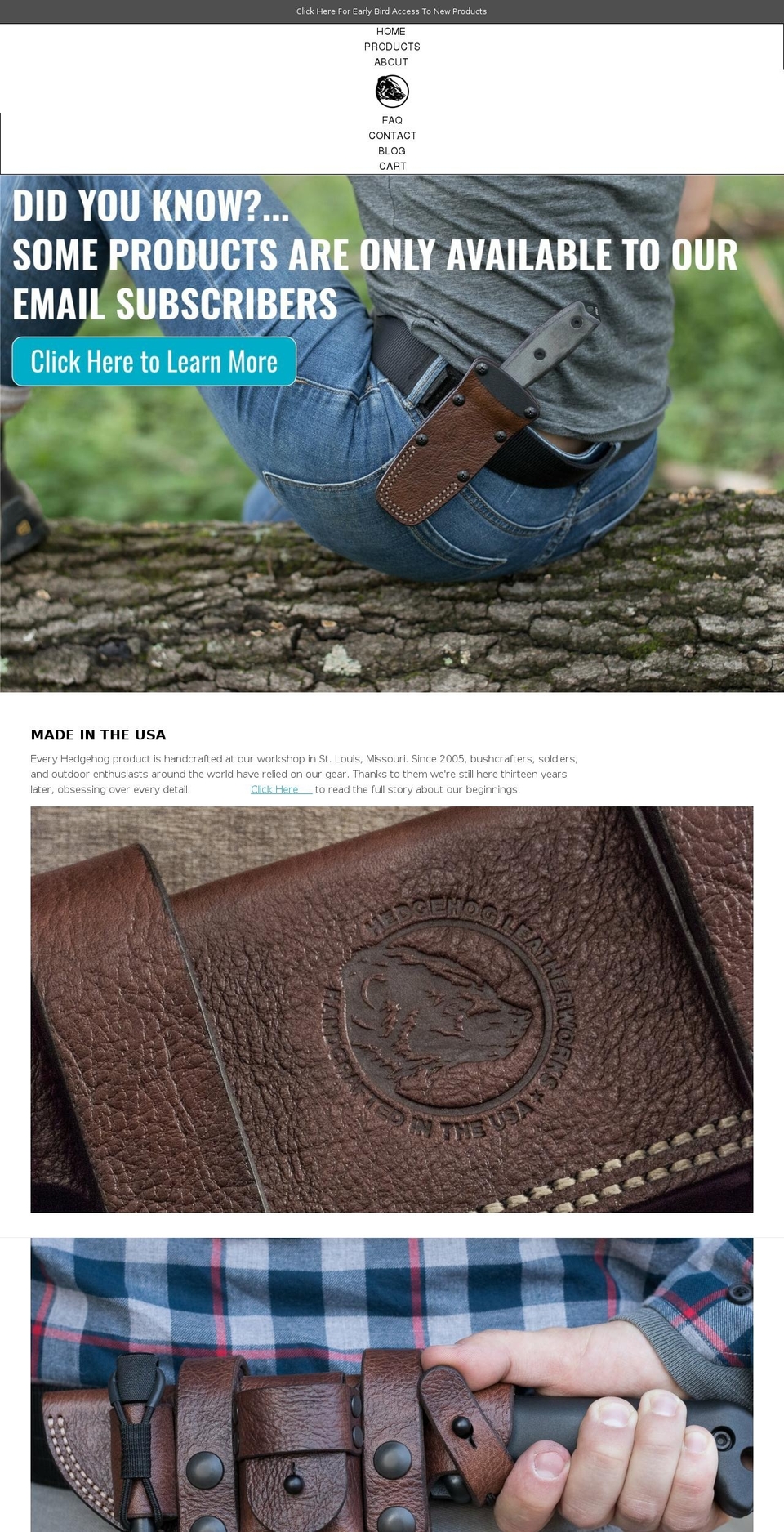 hedgehogleather.com — Shopify storefront screenshot