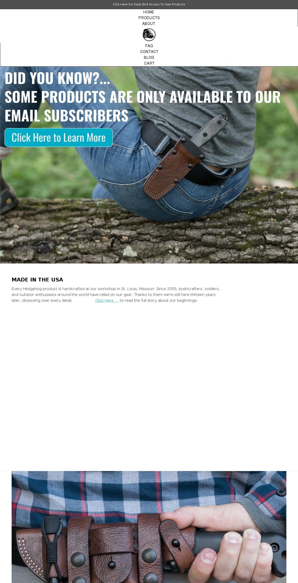 hedgehogleatherworks.com shopify website screenshot
