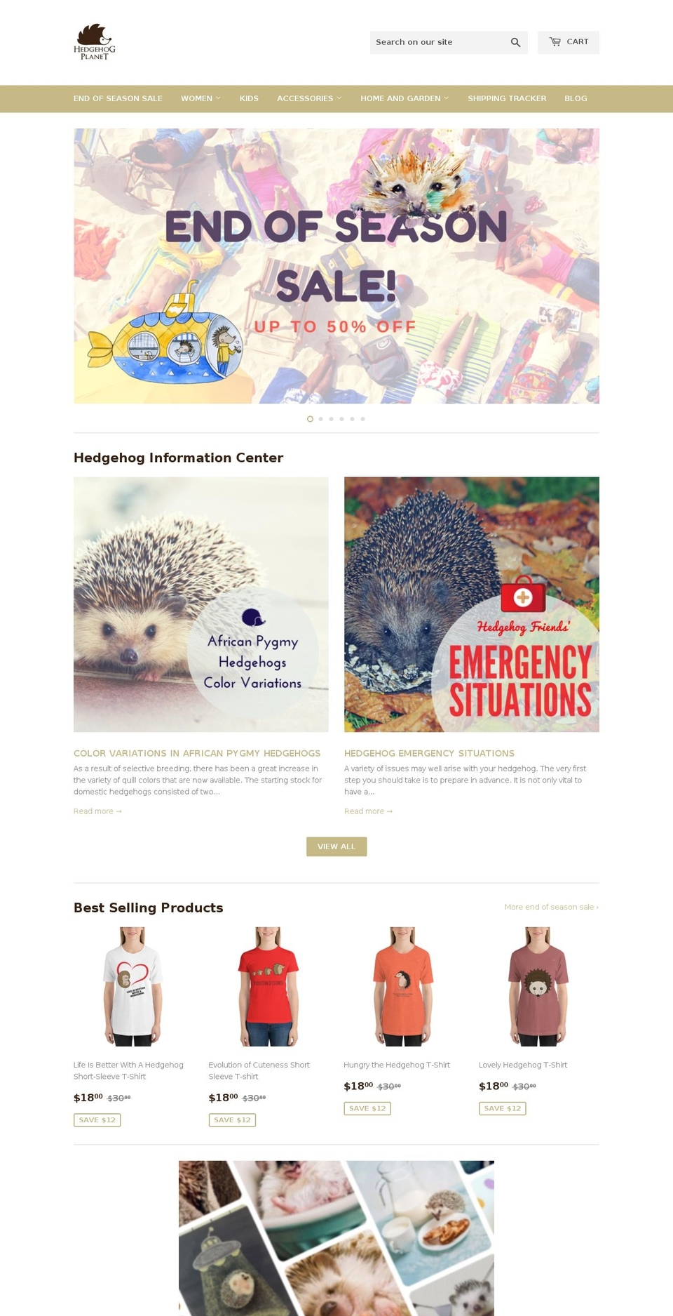 hedgehogplanet.com — Shopify storefront screenshot