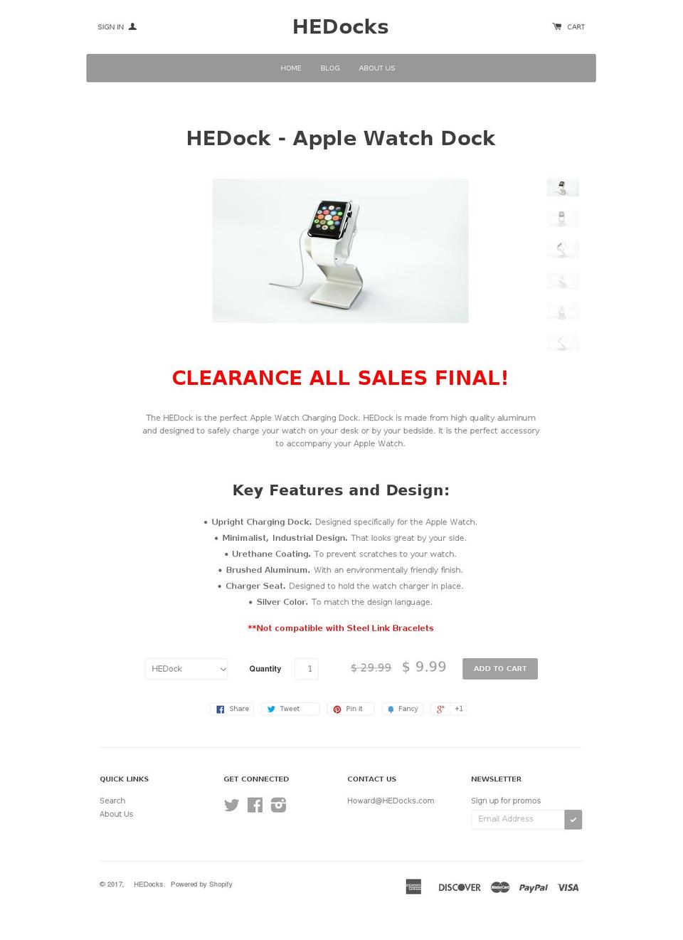Solo Shopify theme site example hedocks.com