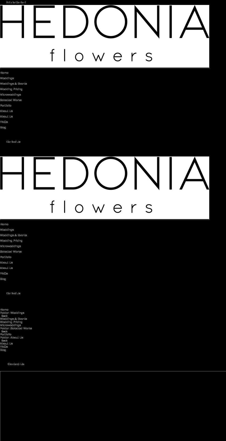 hedoniaflowers.com — Shopify storefront screenshot