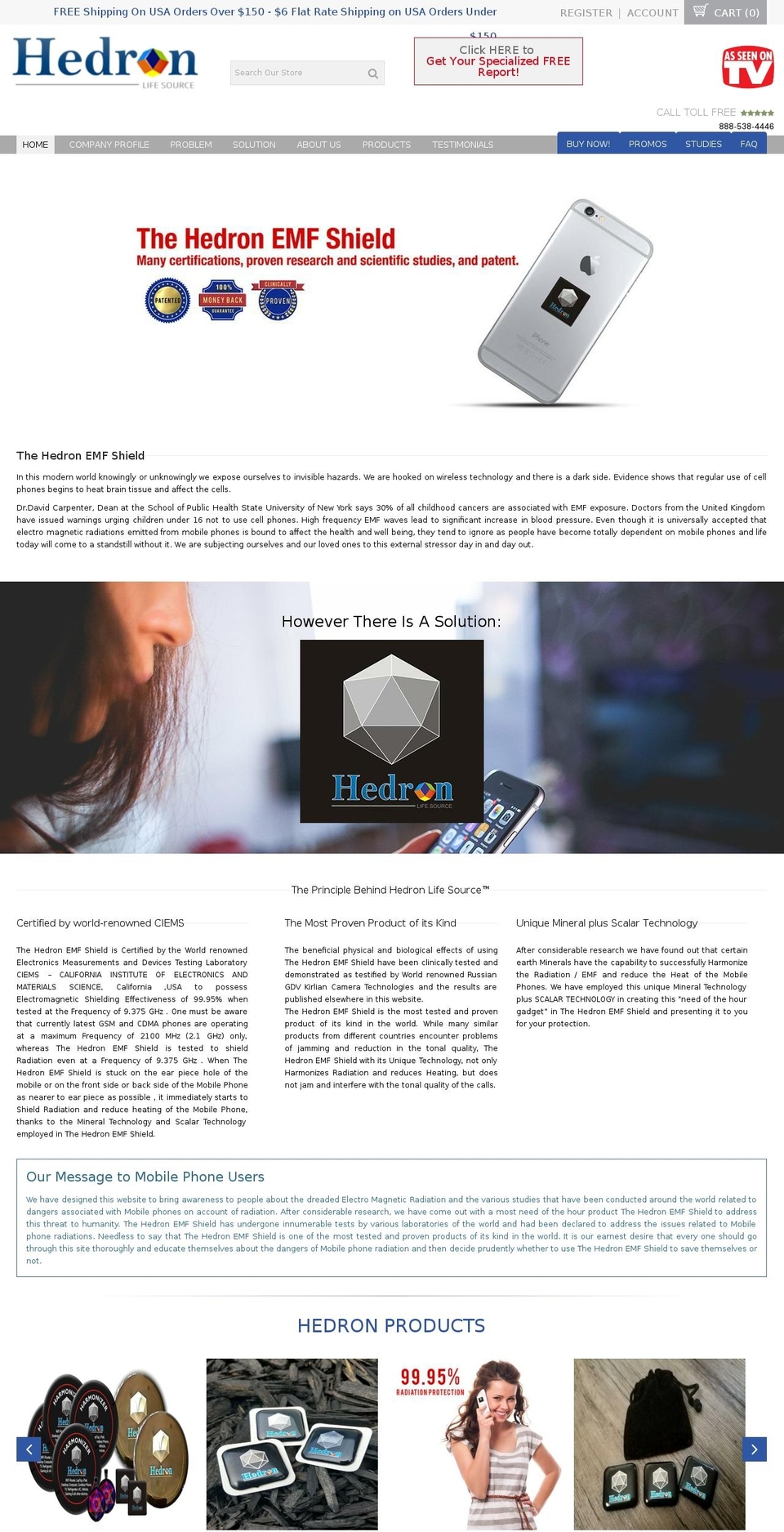 hedronlifesource.com — Shopify storefront screenshot