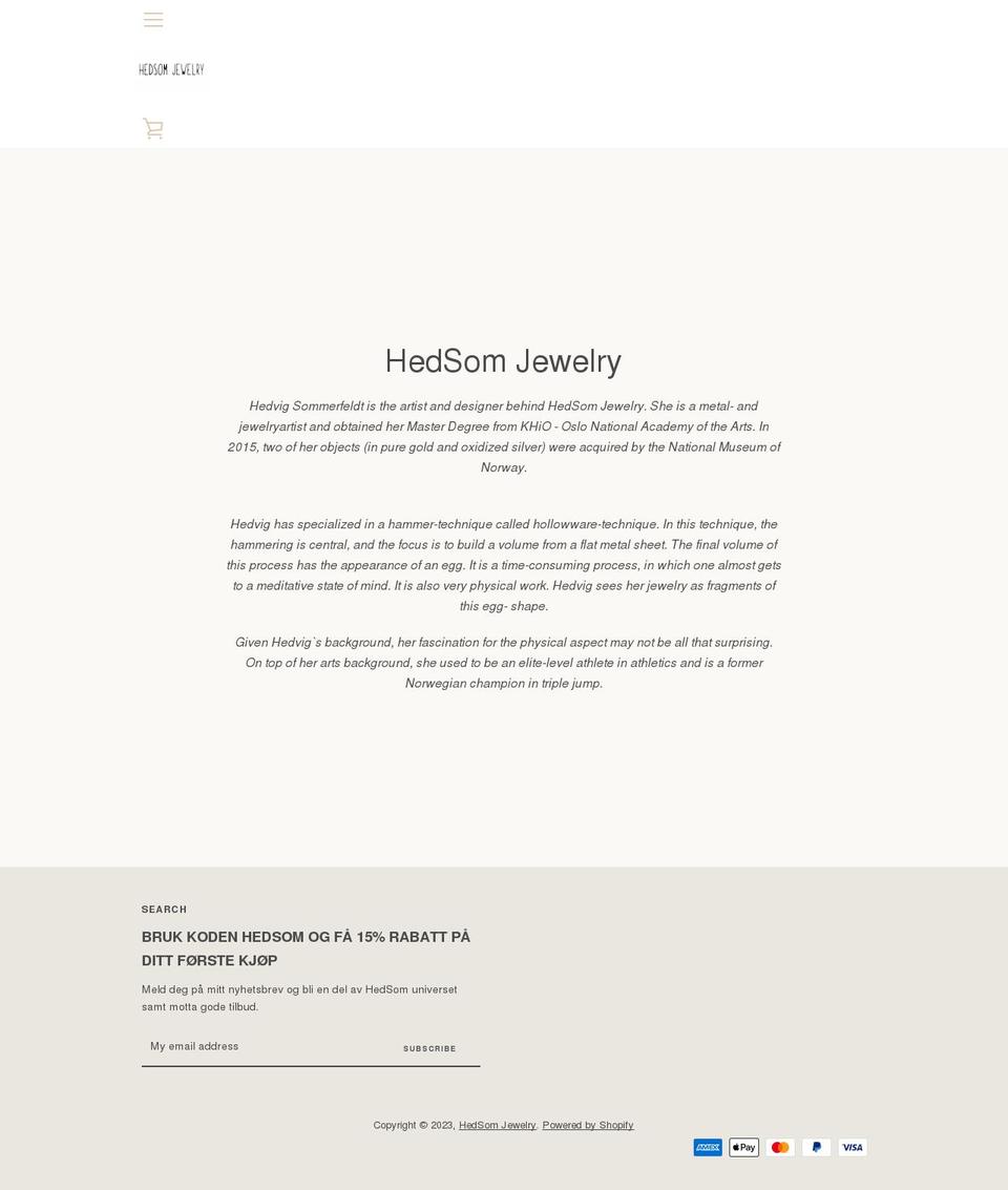 hedsomjewelry.com shopify website screenshot