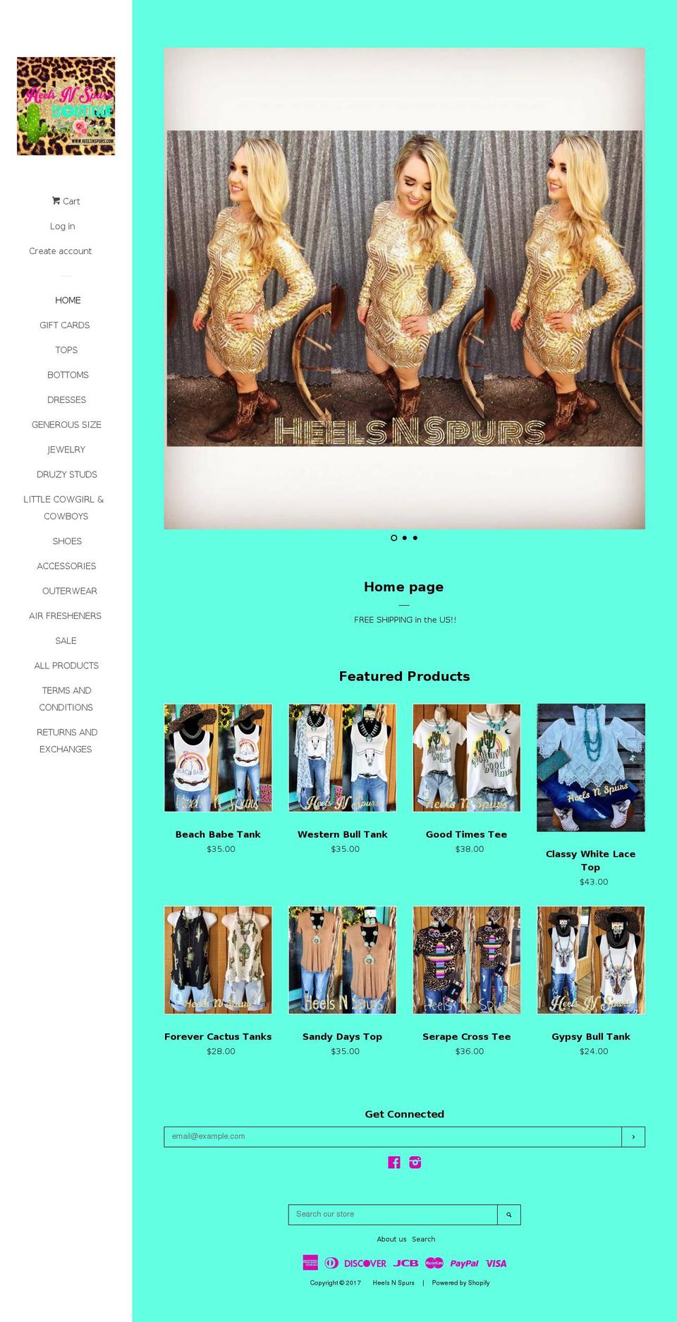 heelsnspurs.com shopify website screenshot