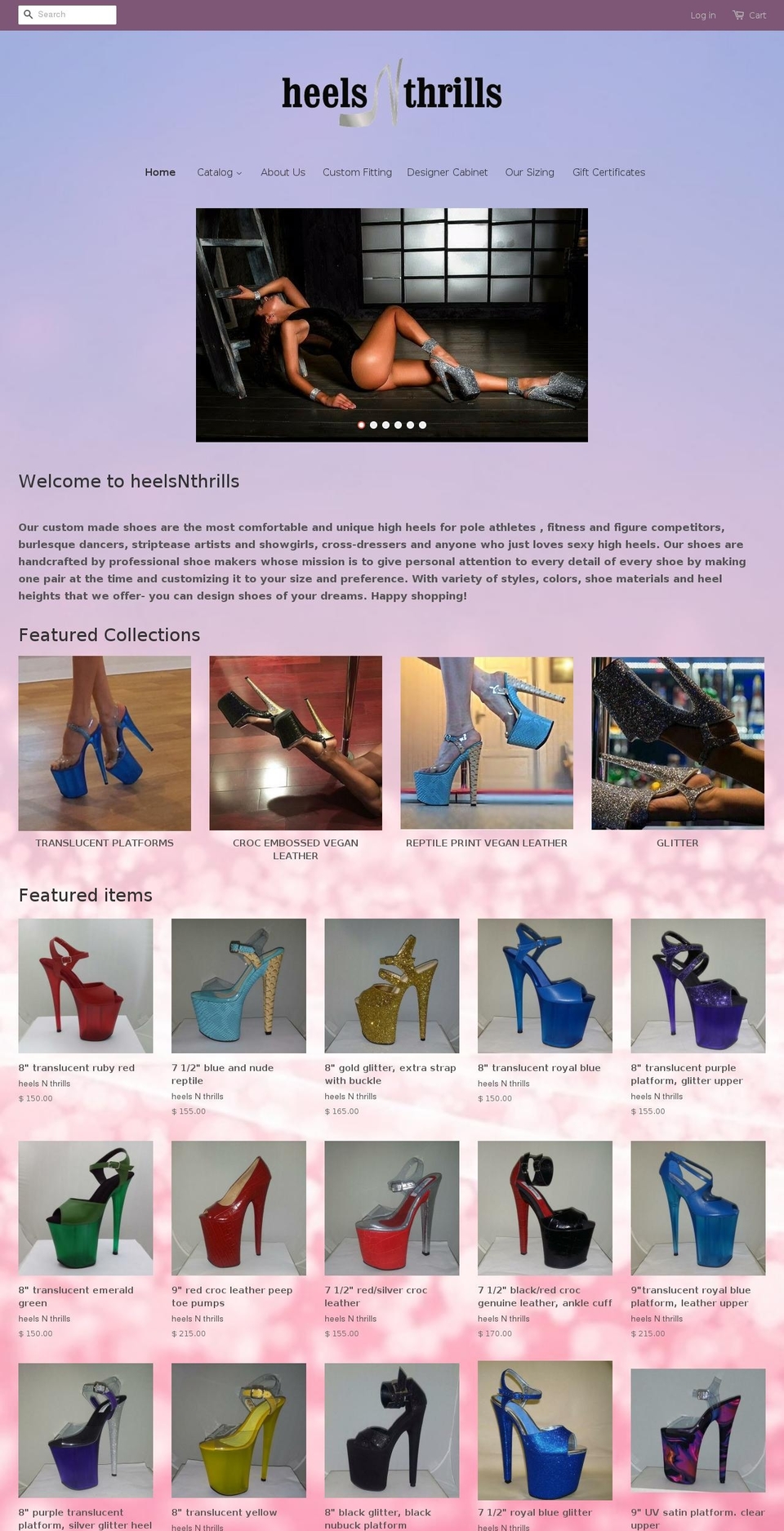heelsnthrills.com shopify website screenshot