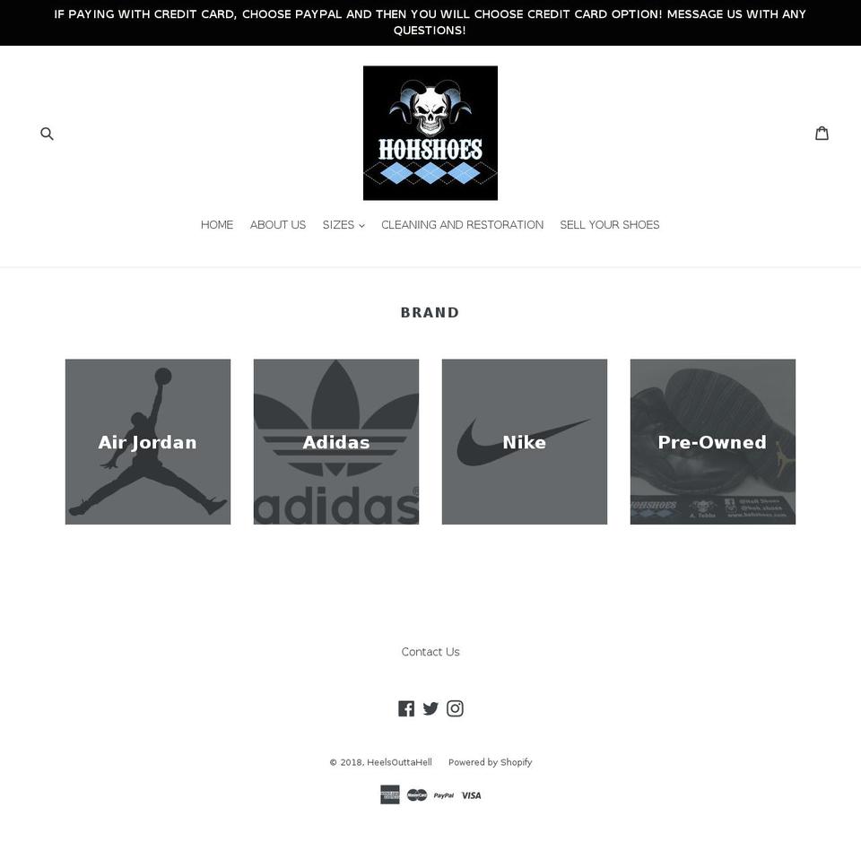 heelsouttahell.com — Shopify storefront screenshot
