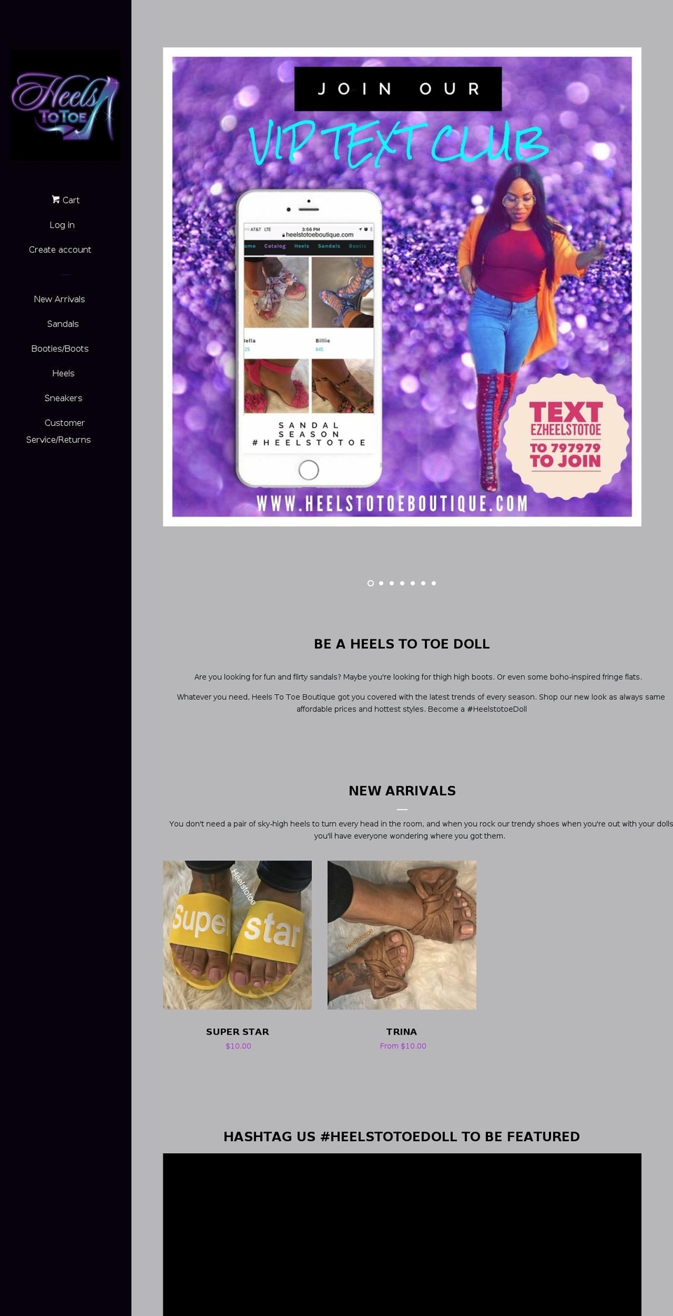 heelstotoeboutique.com shopify website screenshot