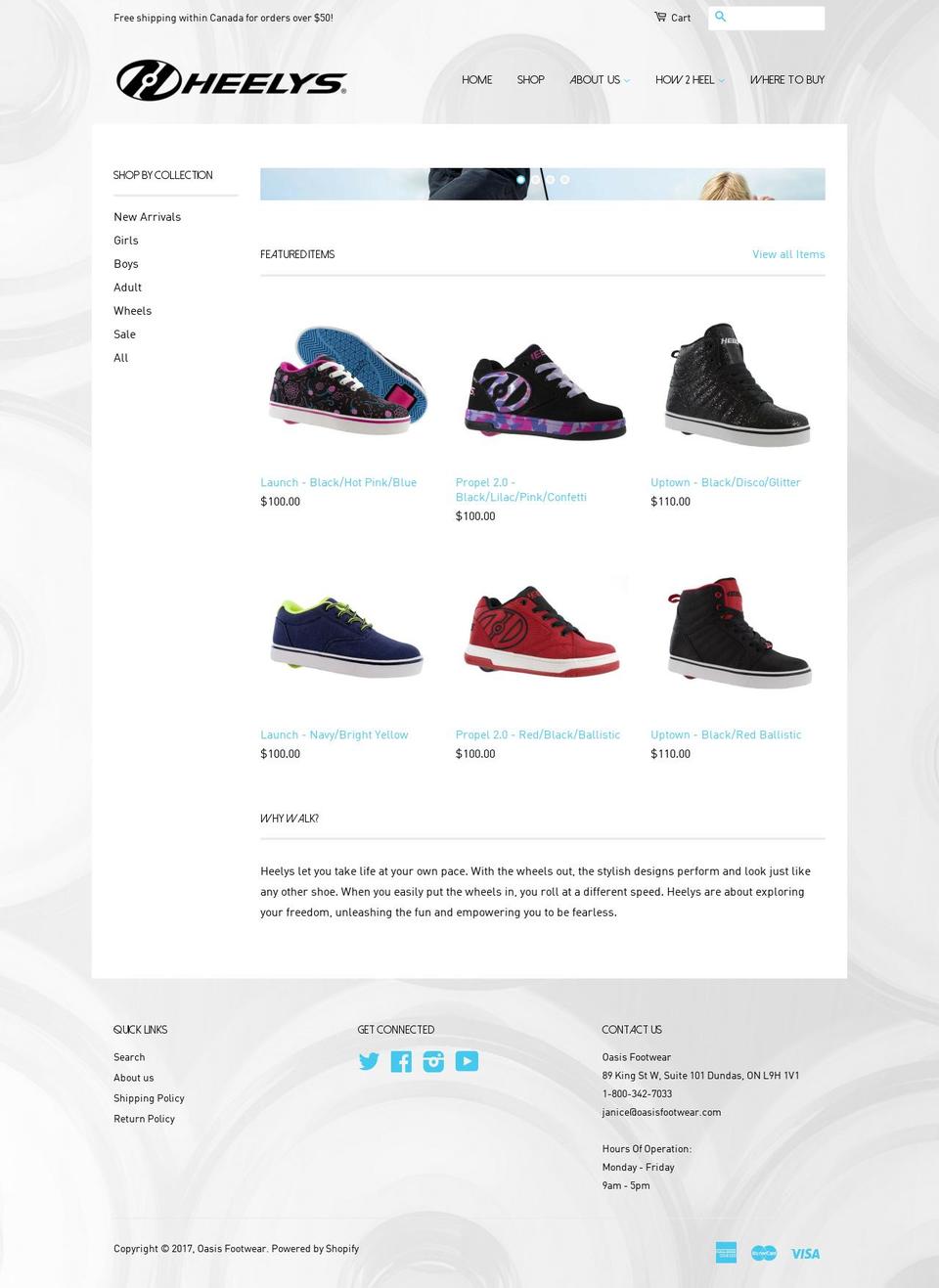 heelysshoes.ca shopify website screenshot