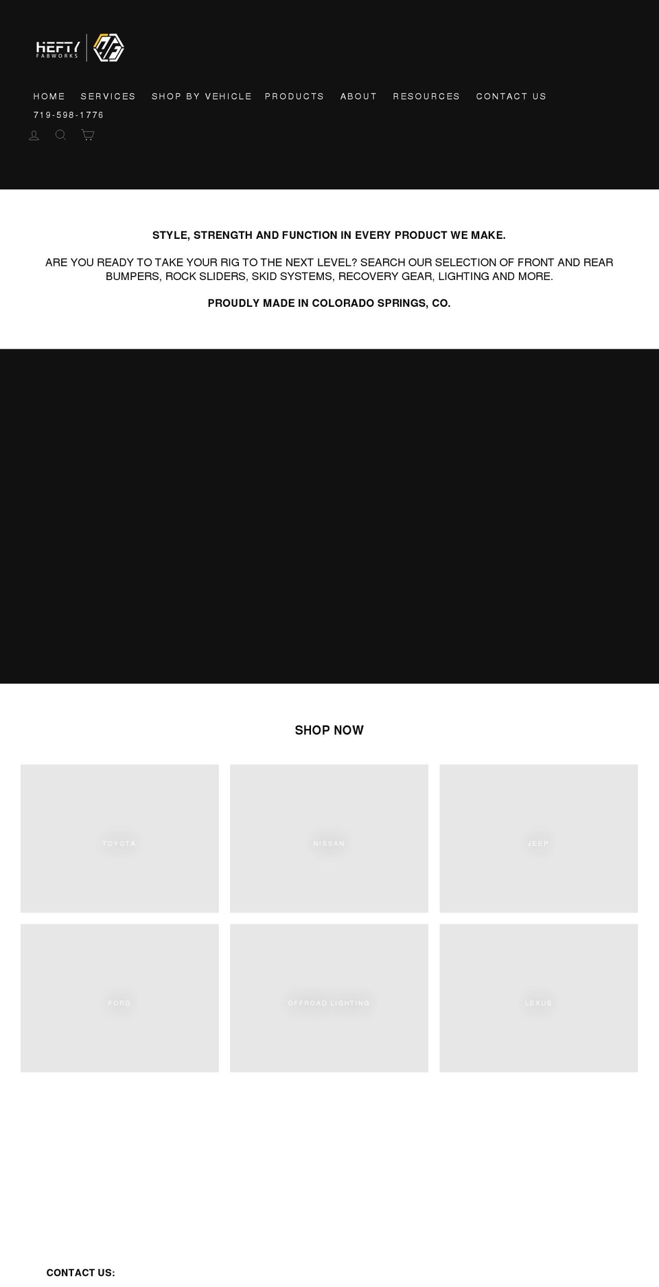 heftyfab.com shopify website screenshot