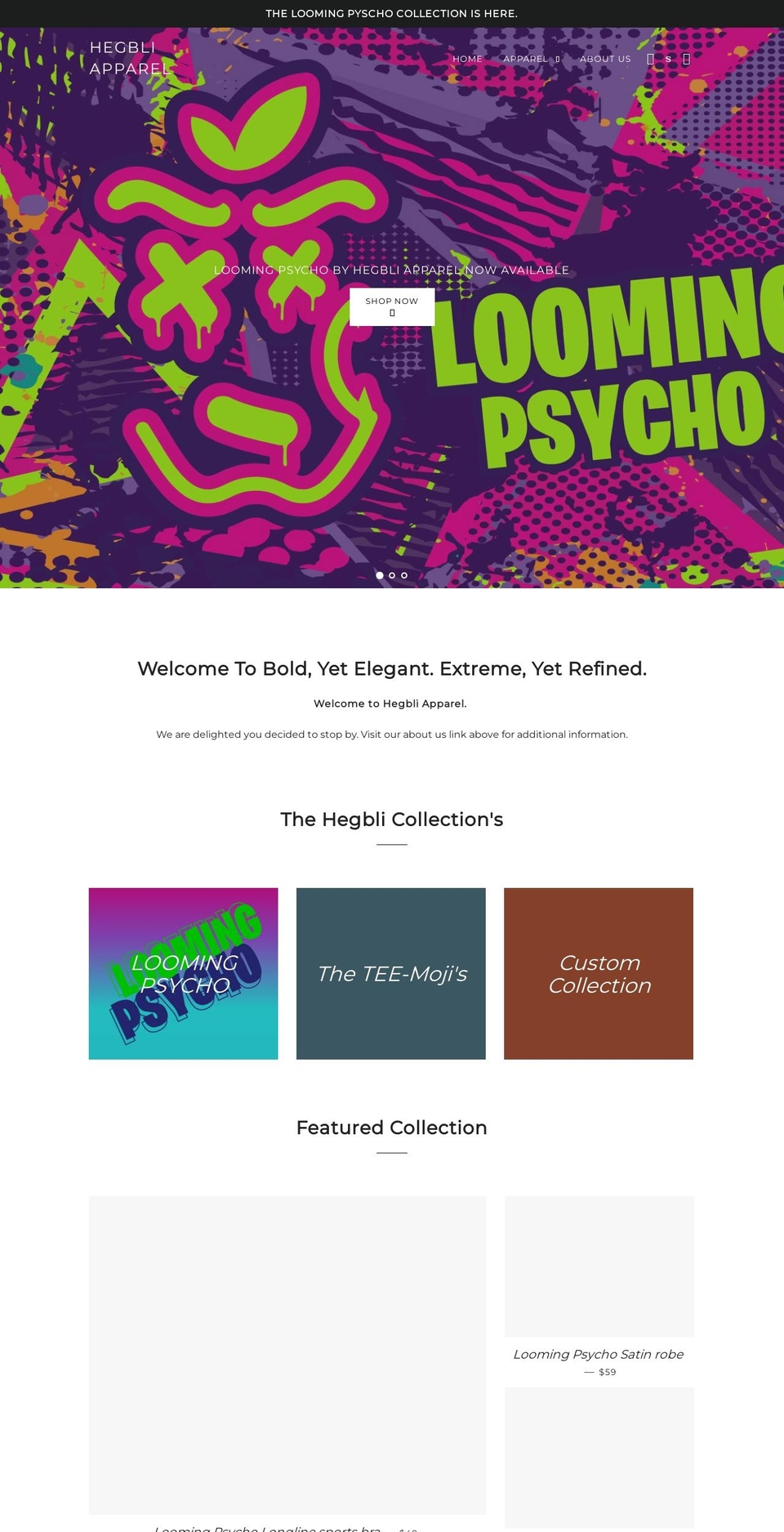 hegbliapparel.com shopify website screenshot