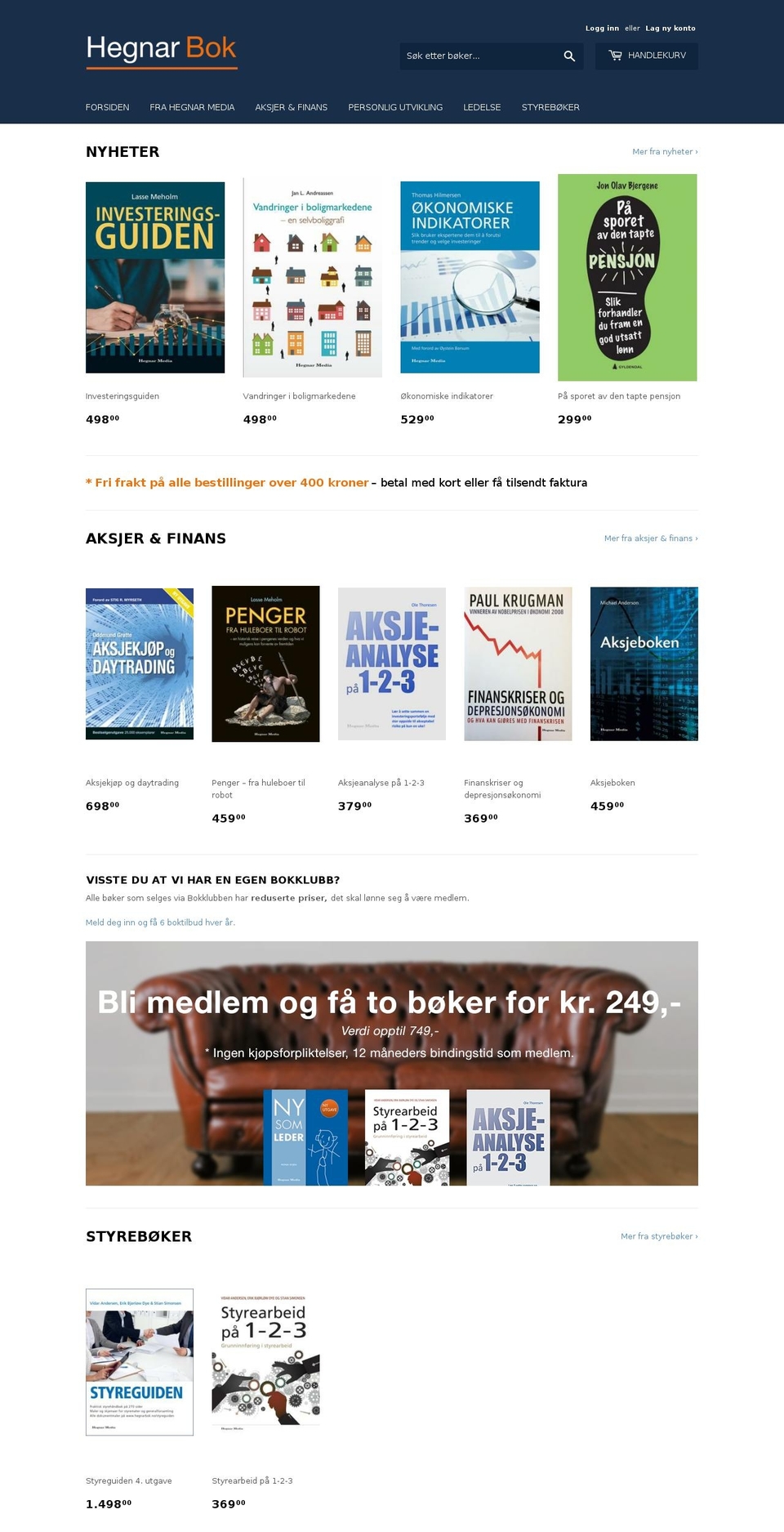 hegnarbok.com — Shopify storefront screenshot