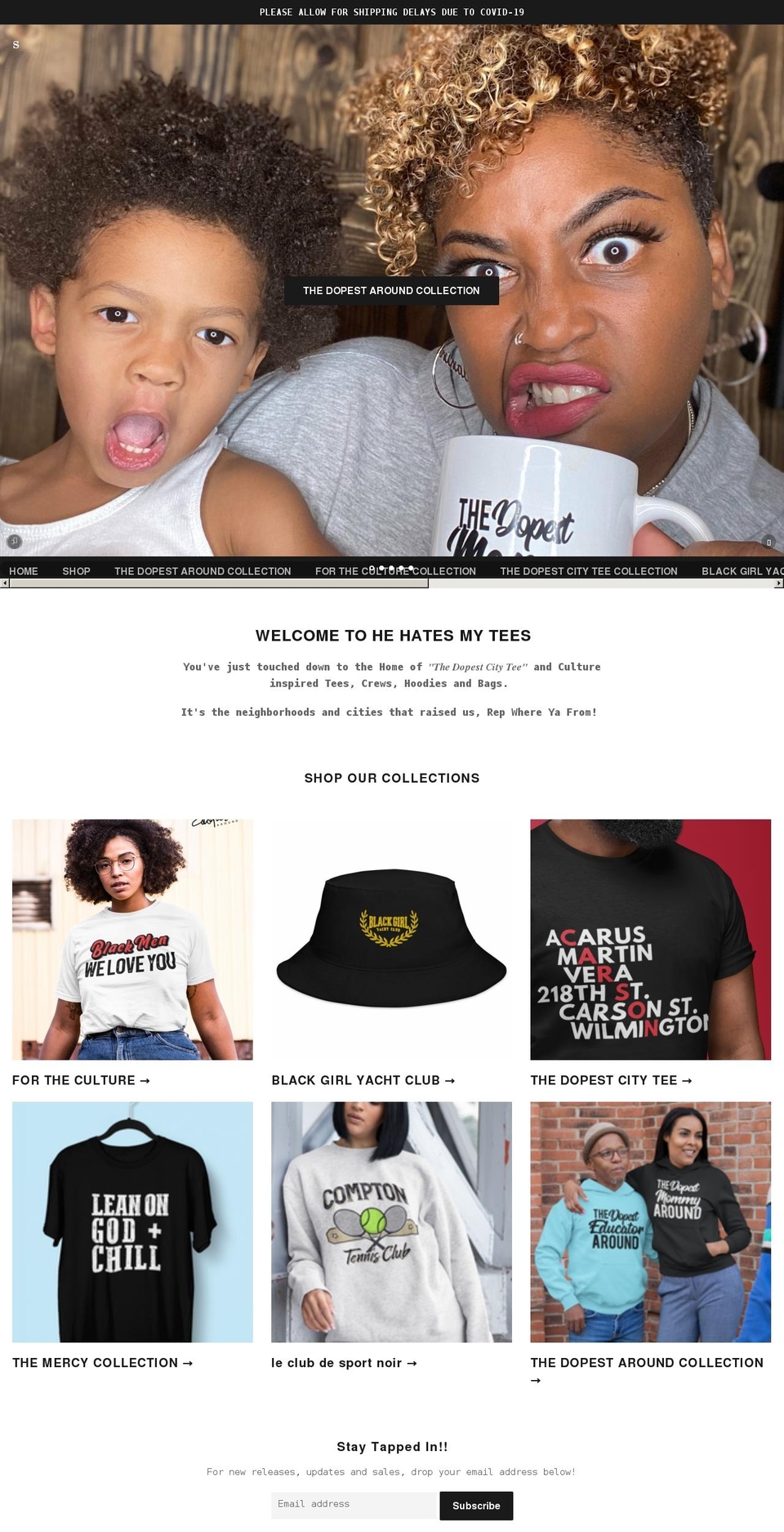 hehatesmytees.com shopify website screenshot