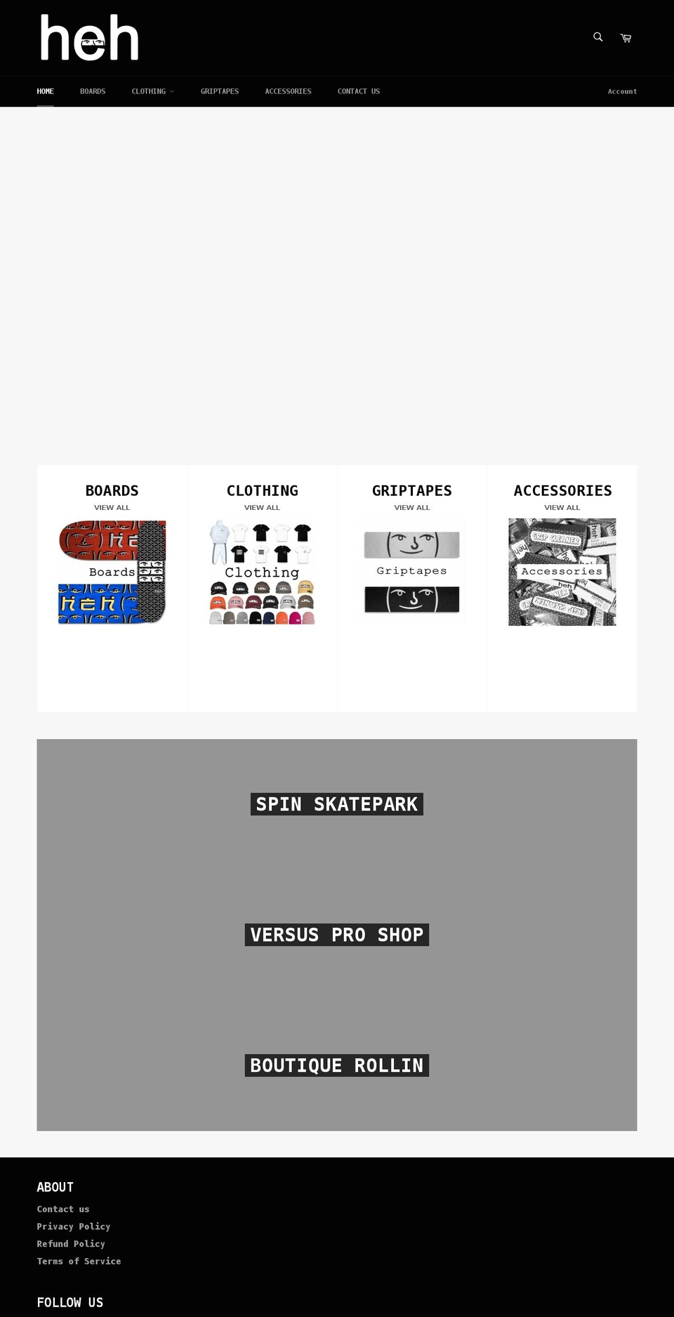 hehskateboards.com — Shopify storefront screenshot