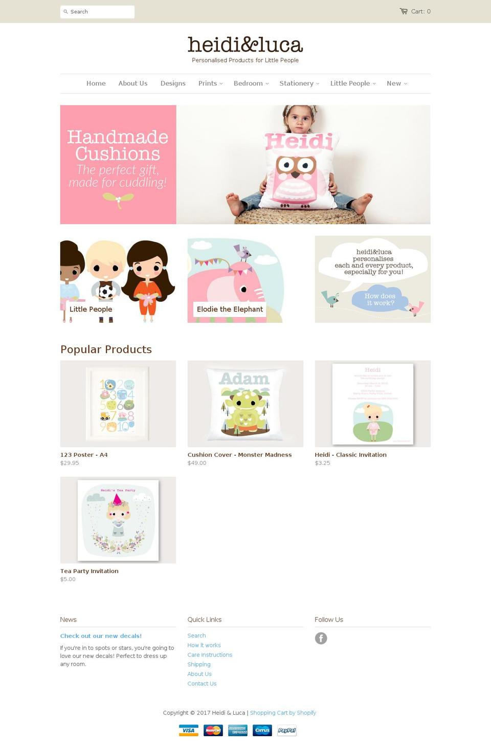 heidiandluca.com shopify website screenshot