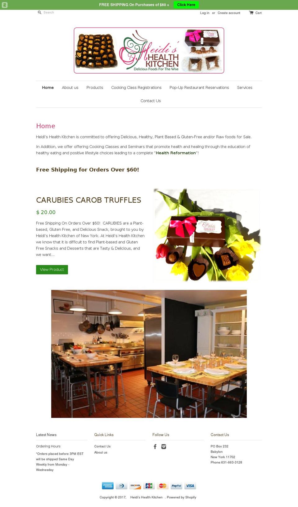 heidishealthkitchen.com shopify website screenshot