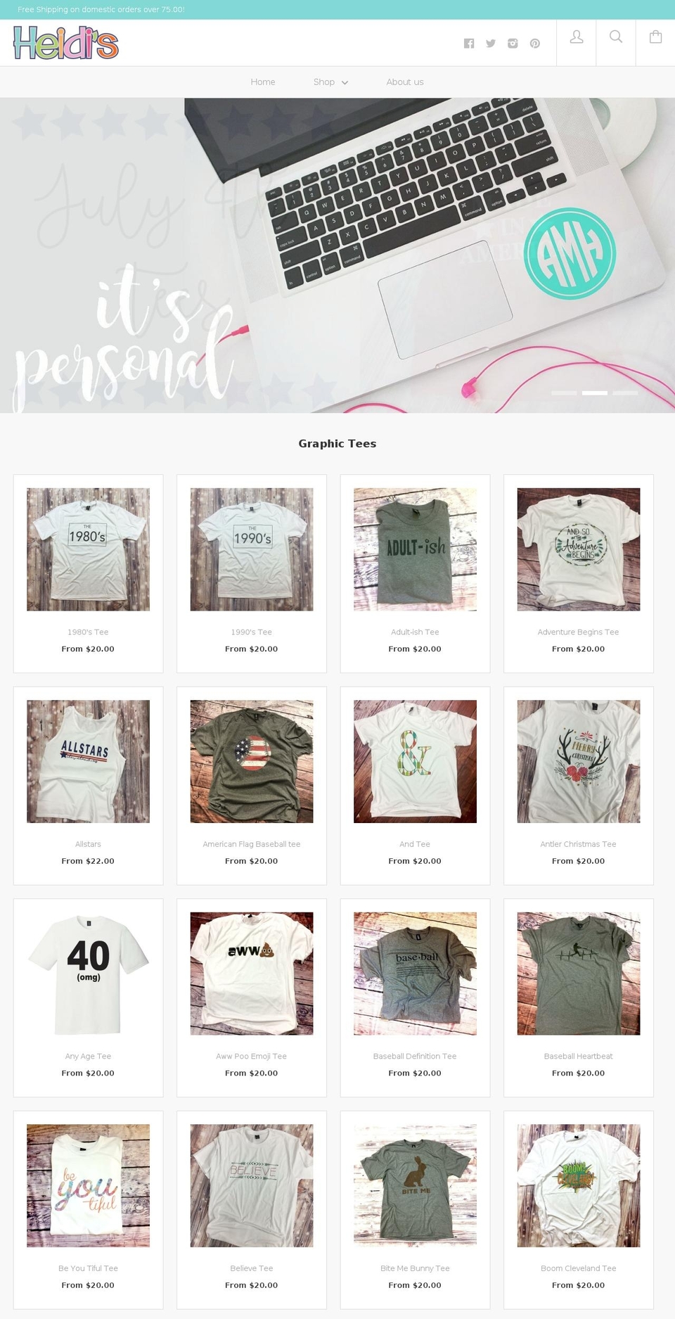 heidisonline.com shopify website screenshot