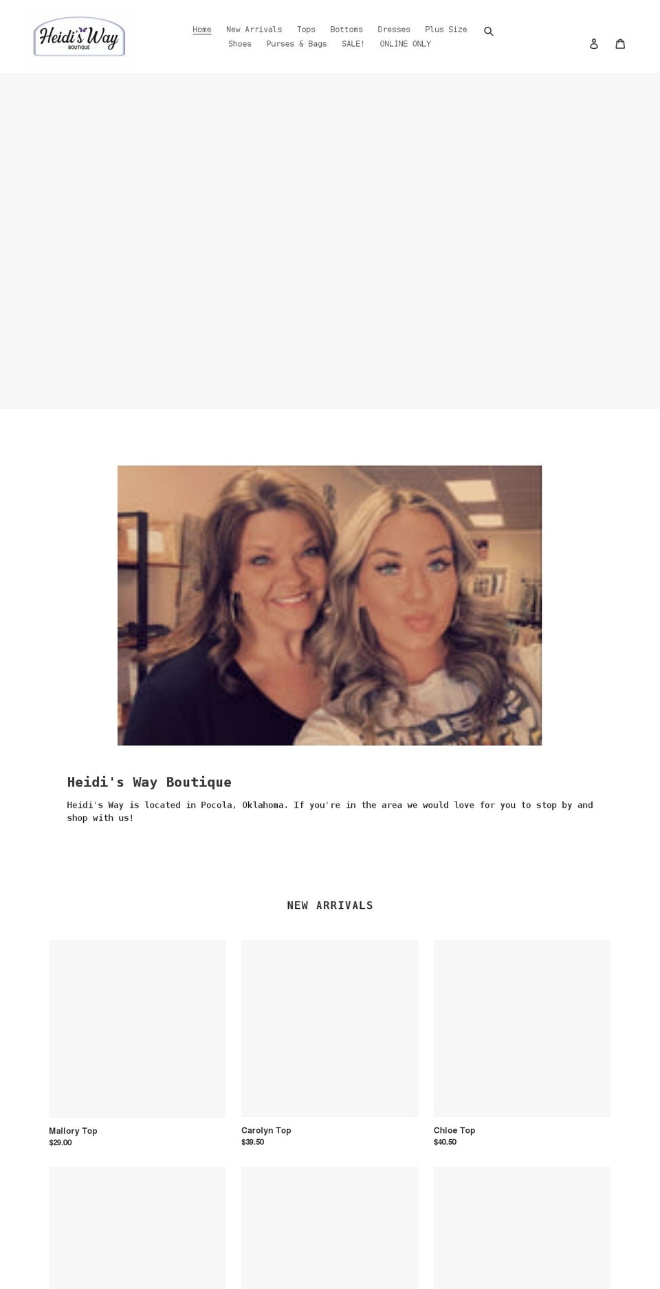 heidiswayboutique.com shopify website screenshot