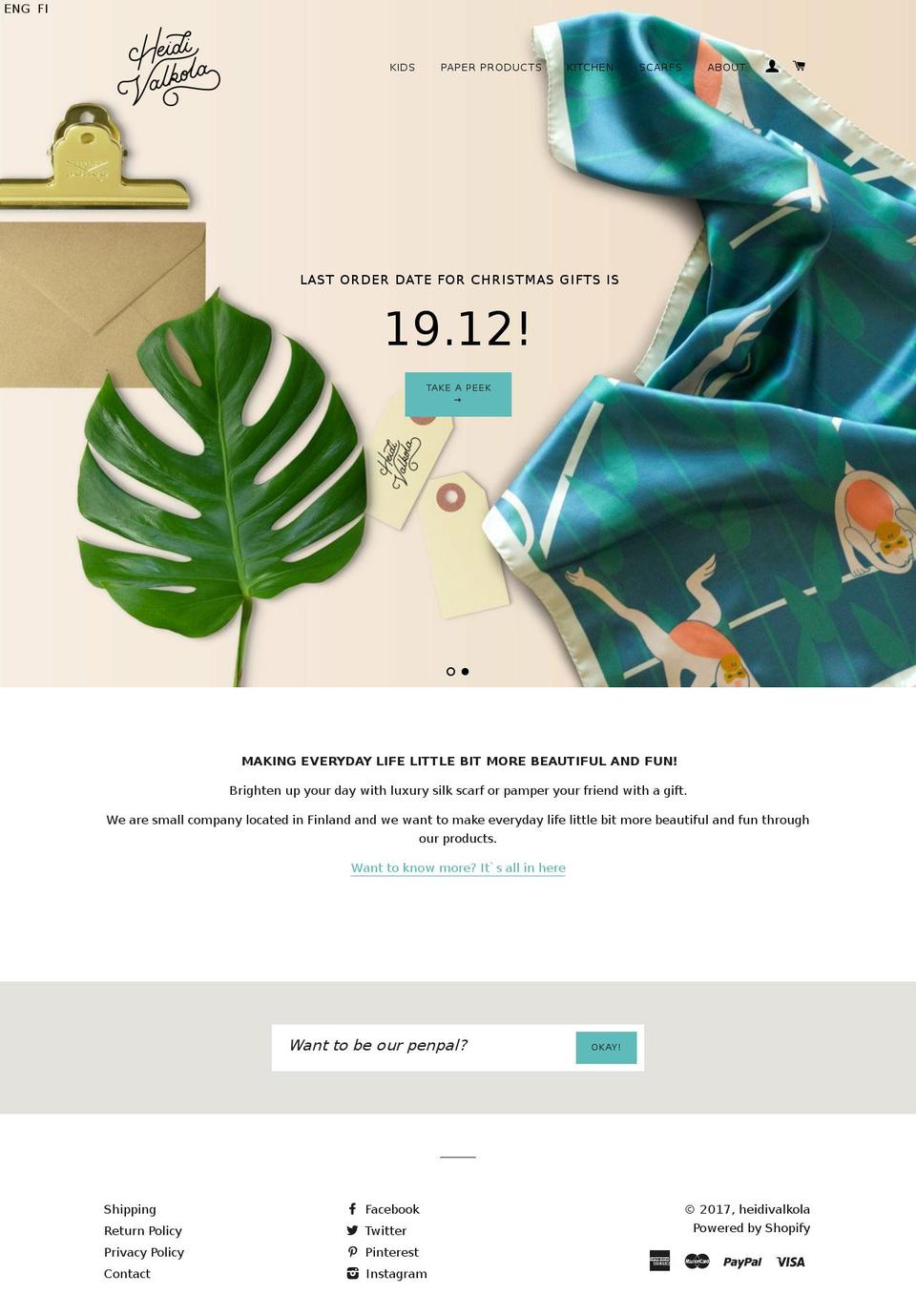 heidivalkola.com shopify website screenshot