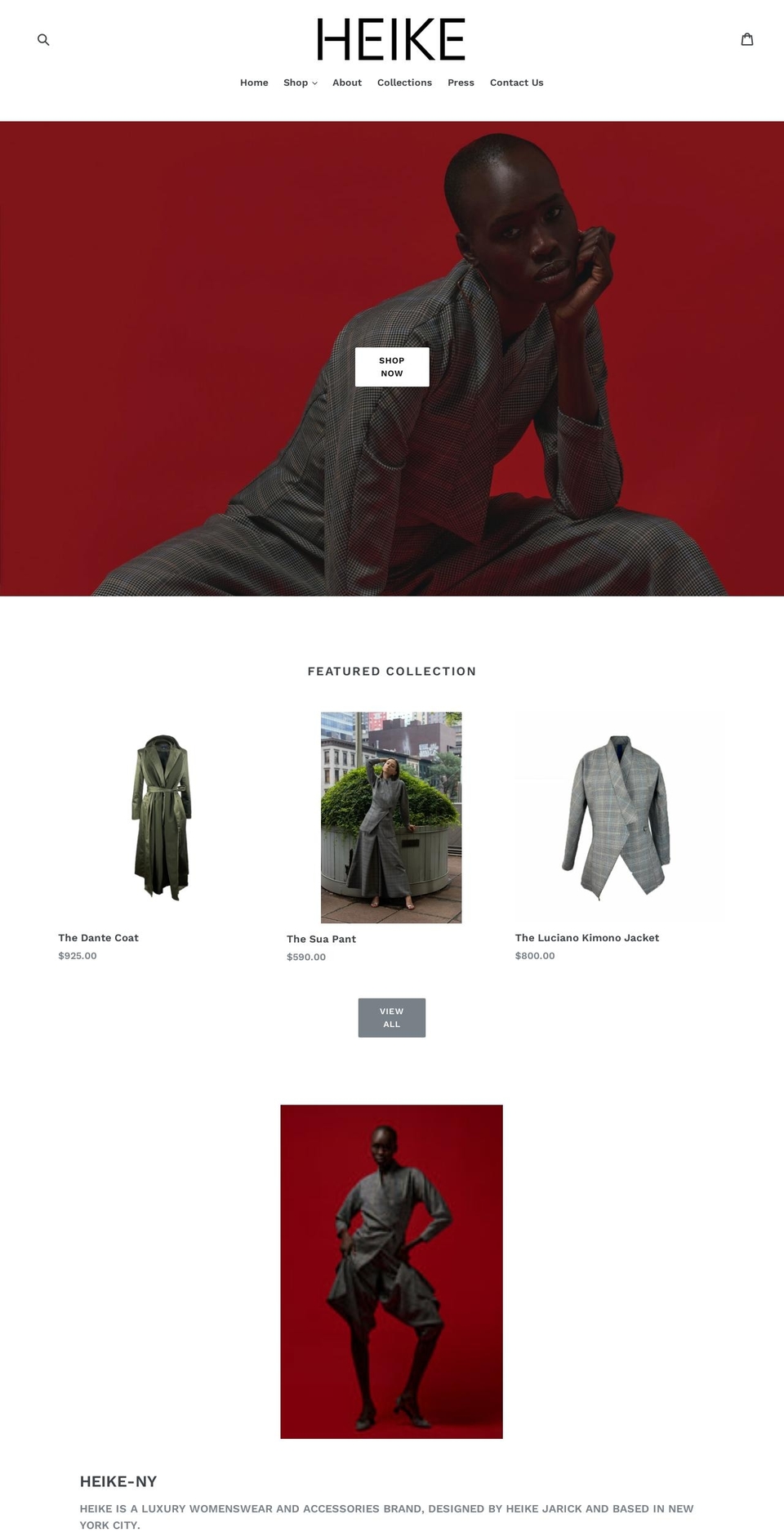 heike-ny.com shopify website screenshot