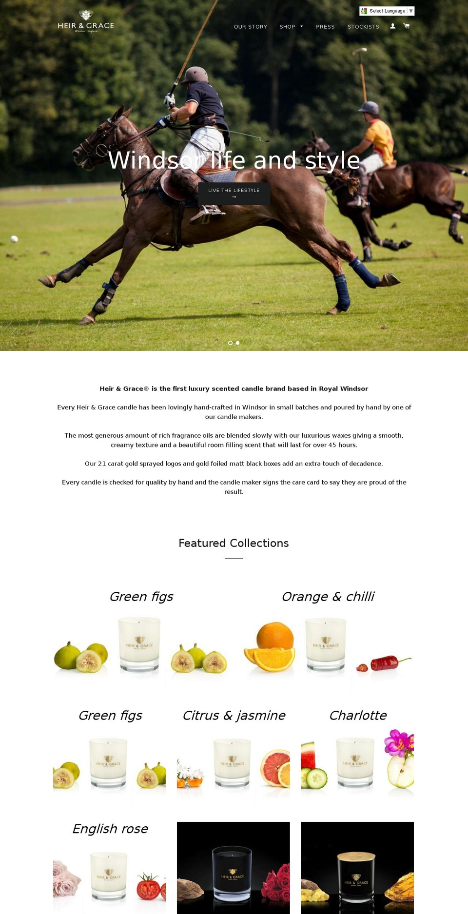 heirandgrace.com shopify website screenshot