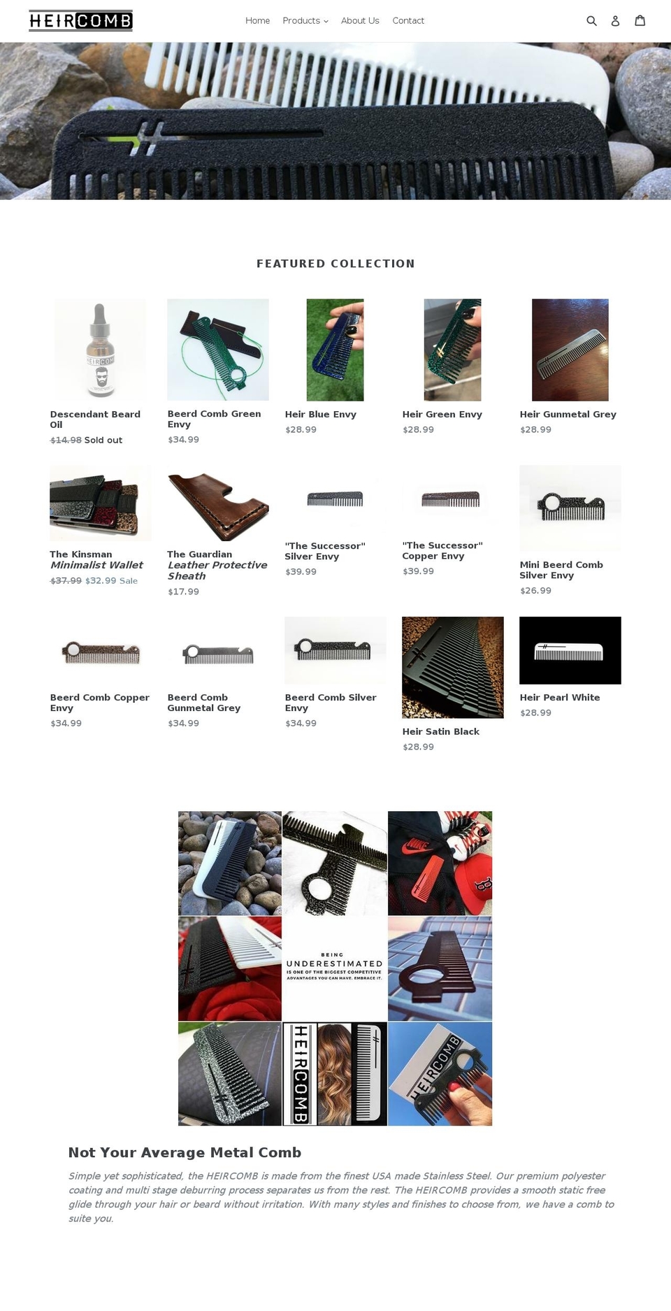 heircomb.com shopify website screenshot