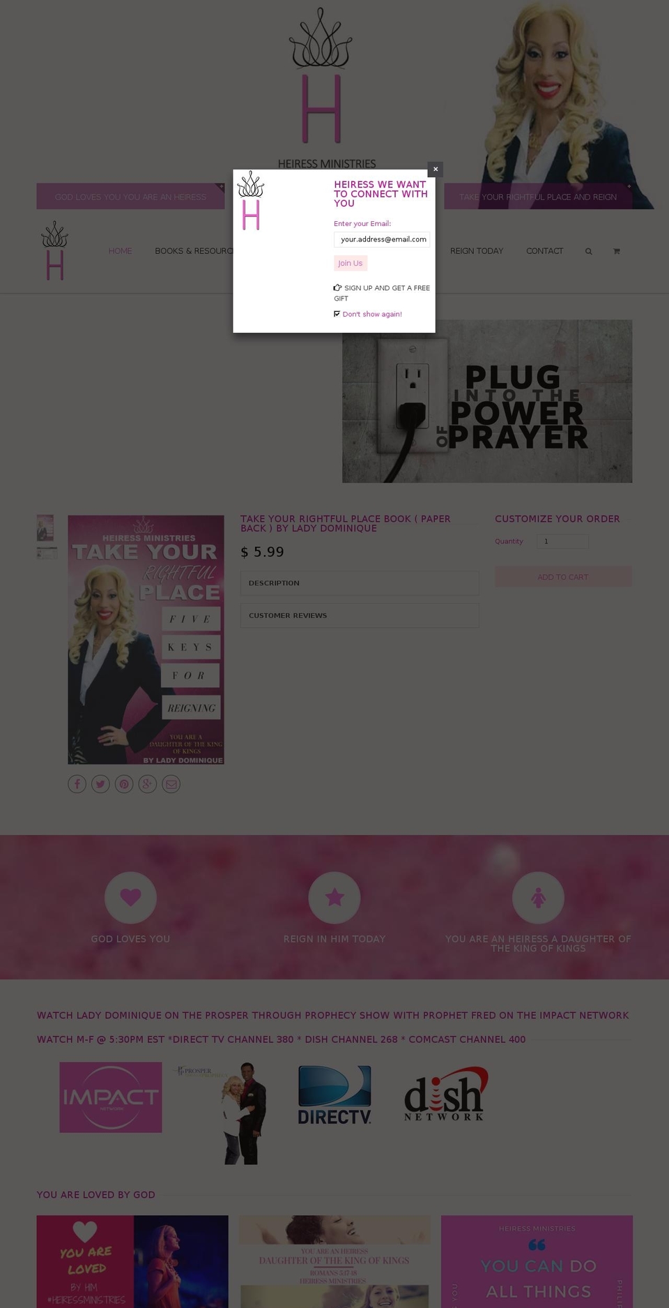 heiressministries.com shopify website screenshot