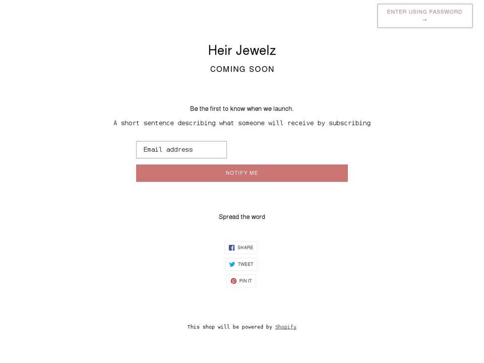 heirjewelz.com shopify website screenshot