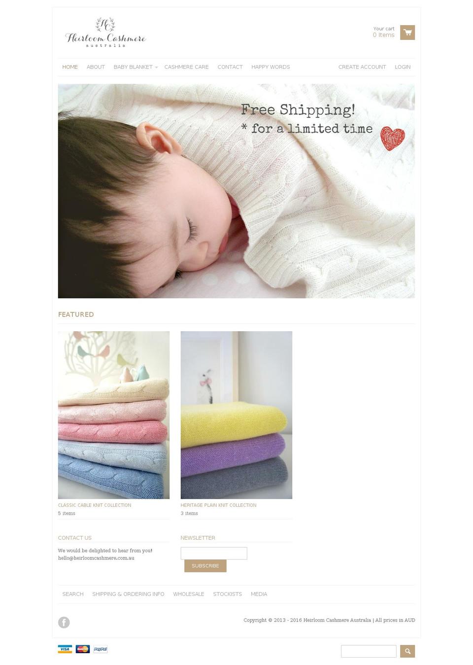 heirloomcashmere.com shopify website screenshot