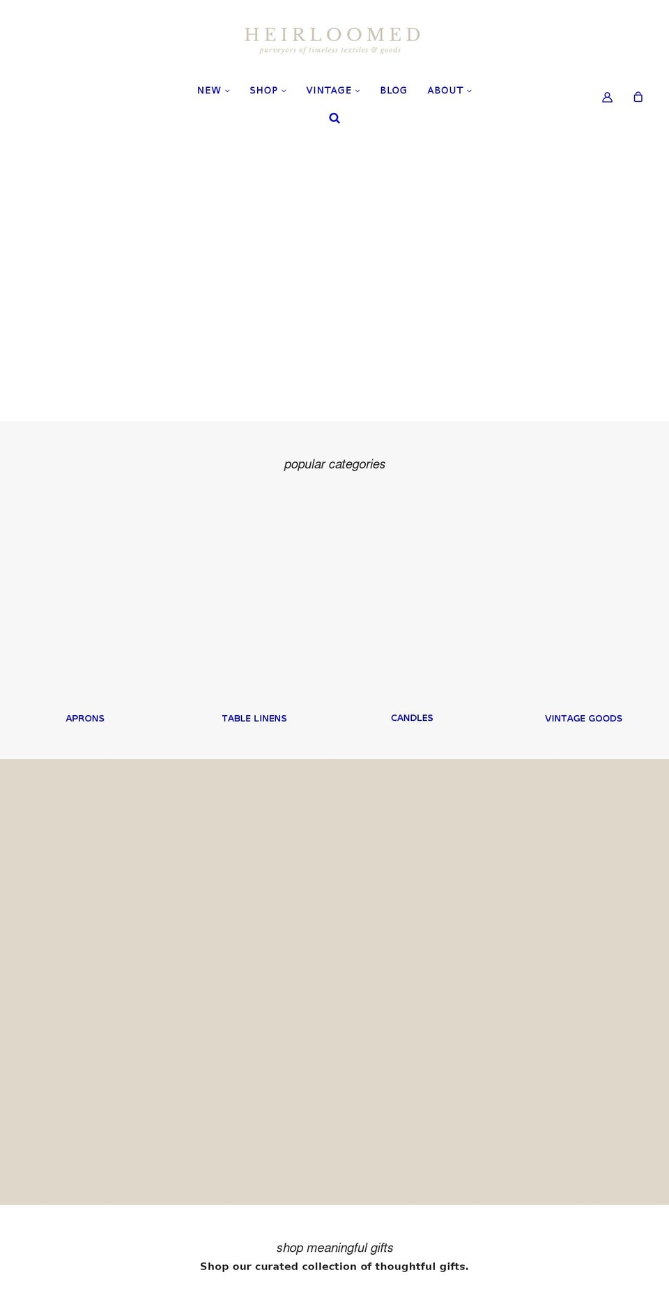 heirloomedcollection.com shopify website screenshot