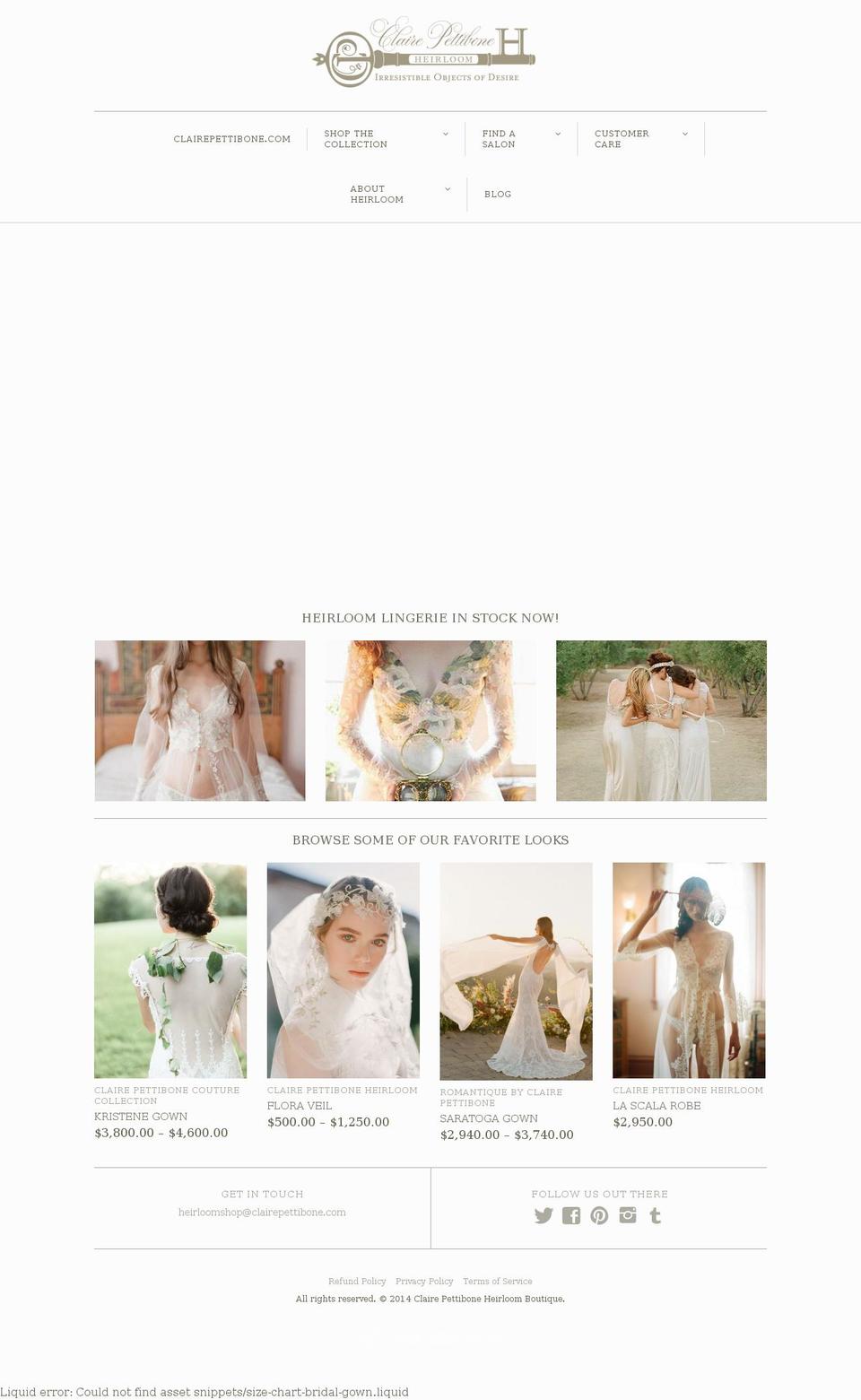 heirloomlingerie.com — Shopify storefront screenshot