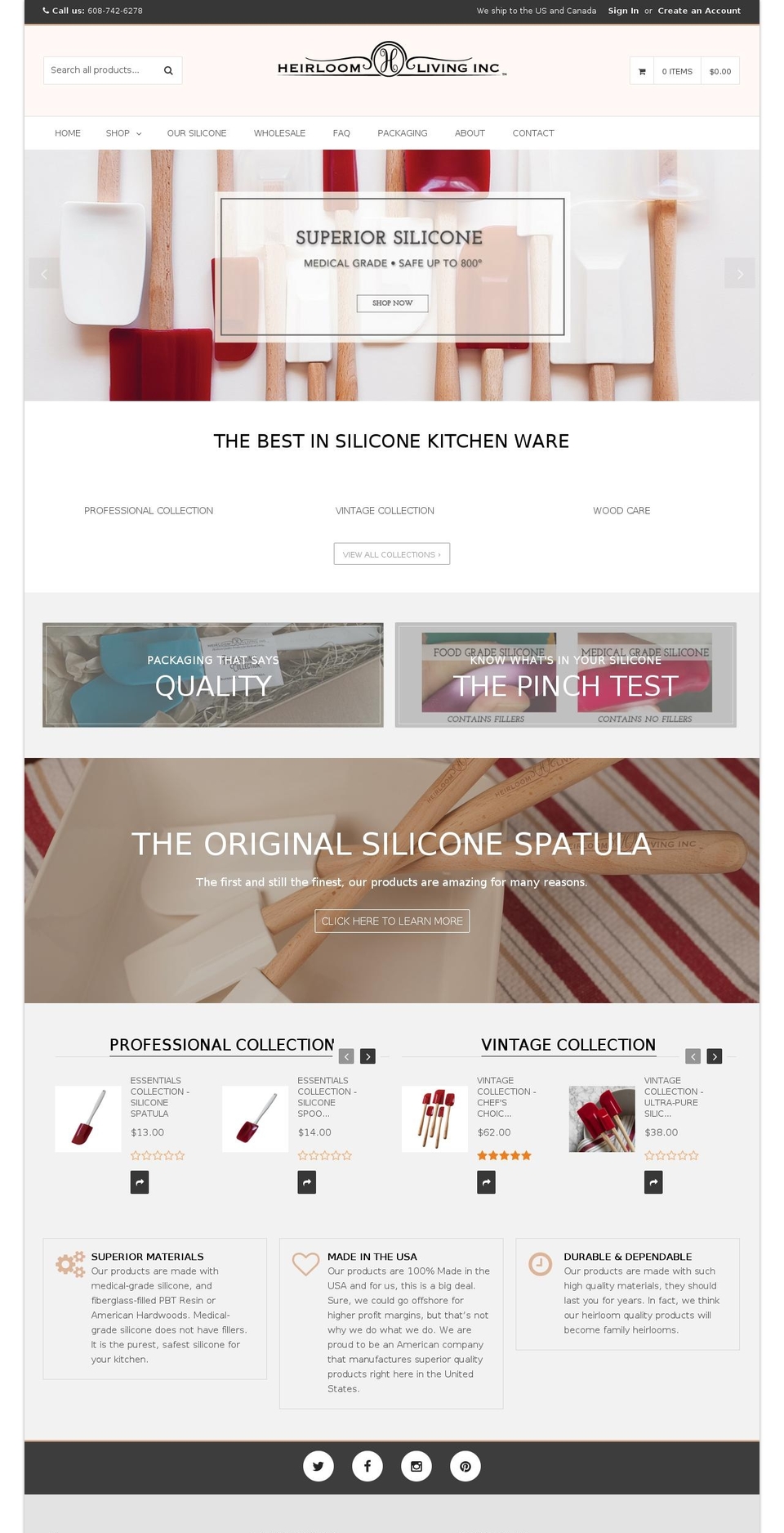 qrack Shopify theme site example heirloomliving.us