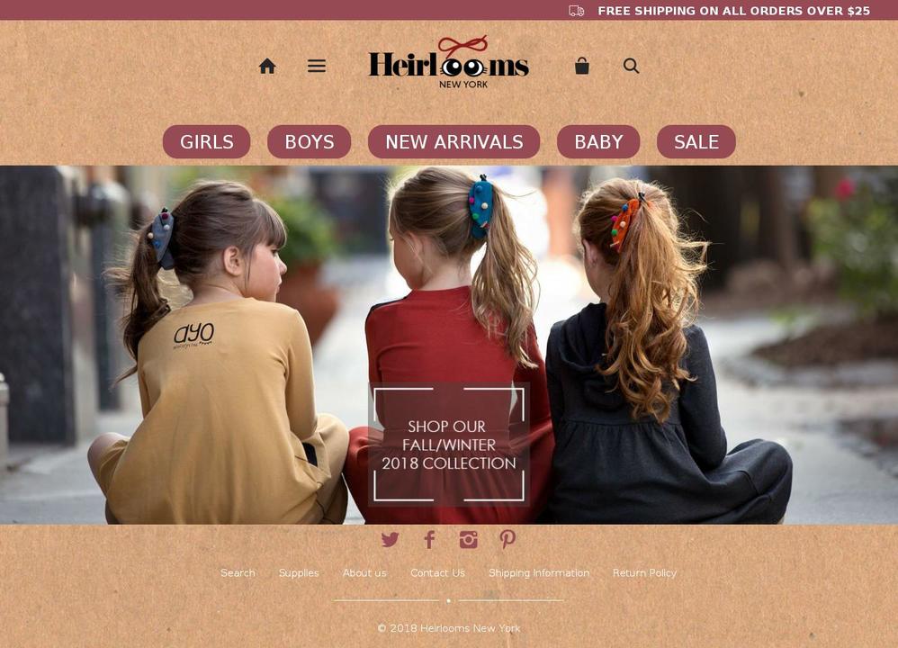 heirloomsbows.com shopify website screenshot