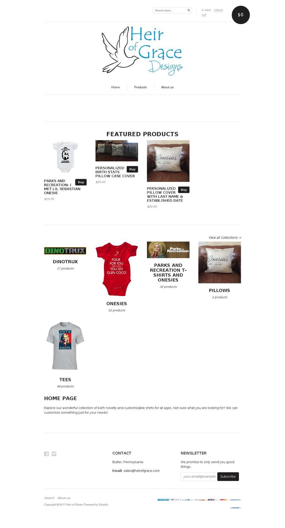 heirofgrace.com shopify website screenshot