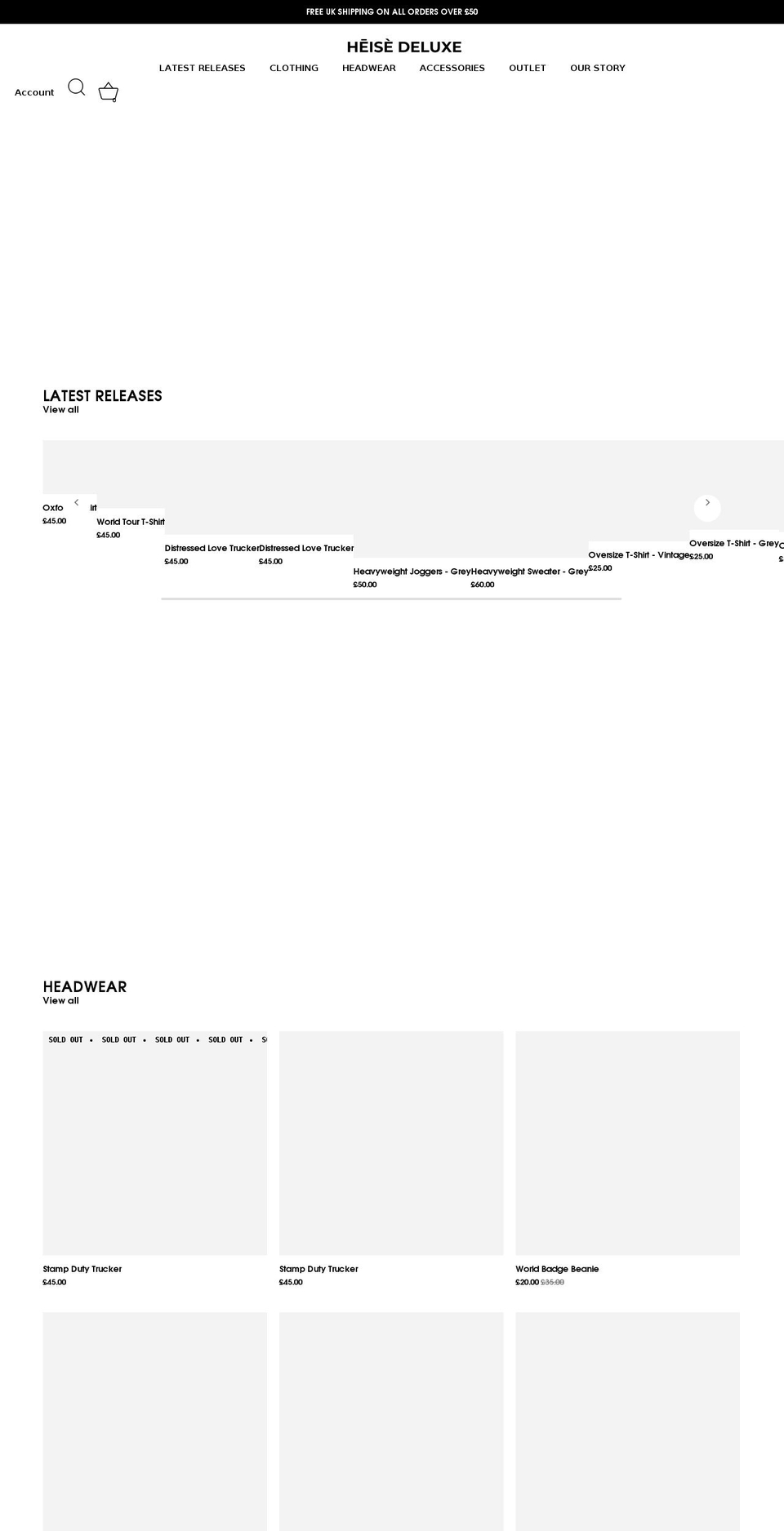 heisedeluxe.co.uk shopify website screenshot