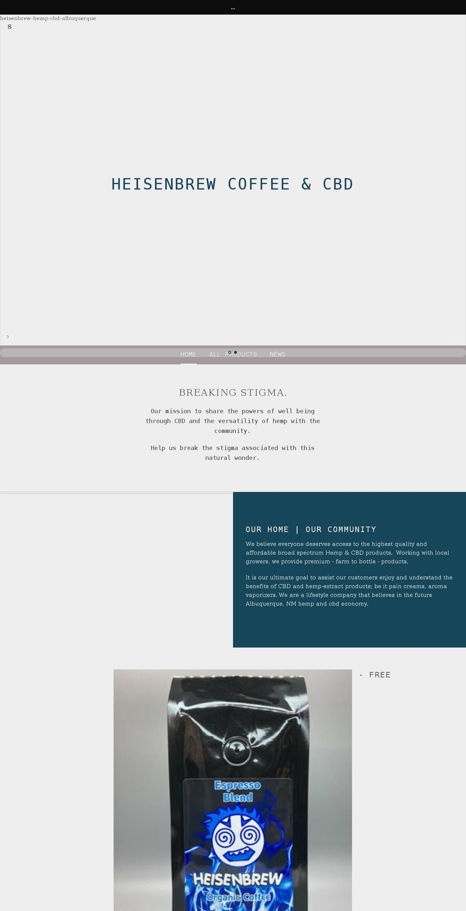 heisenbrew.com shopify website screenshot