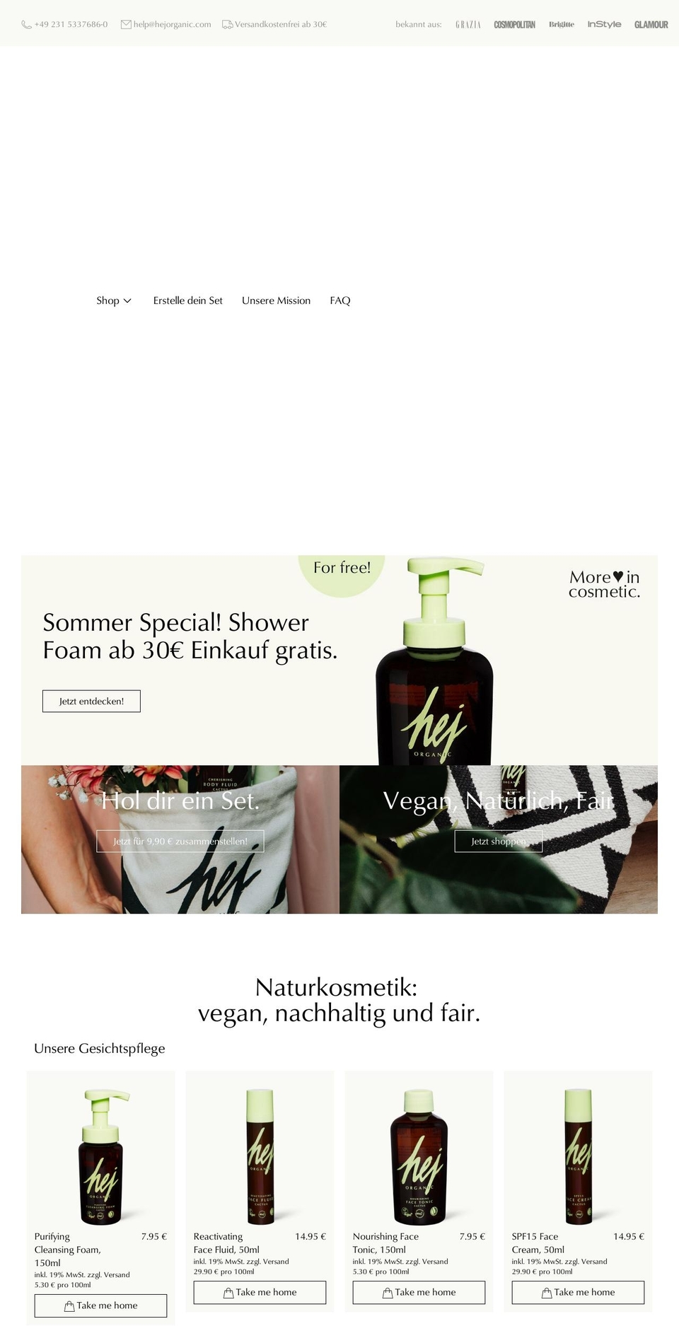 hejorganic Shopify theme site example hej-online.de