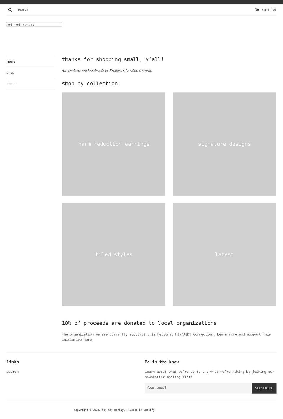 hejhejmonday.com shopify website screenshot