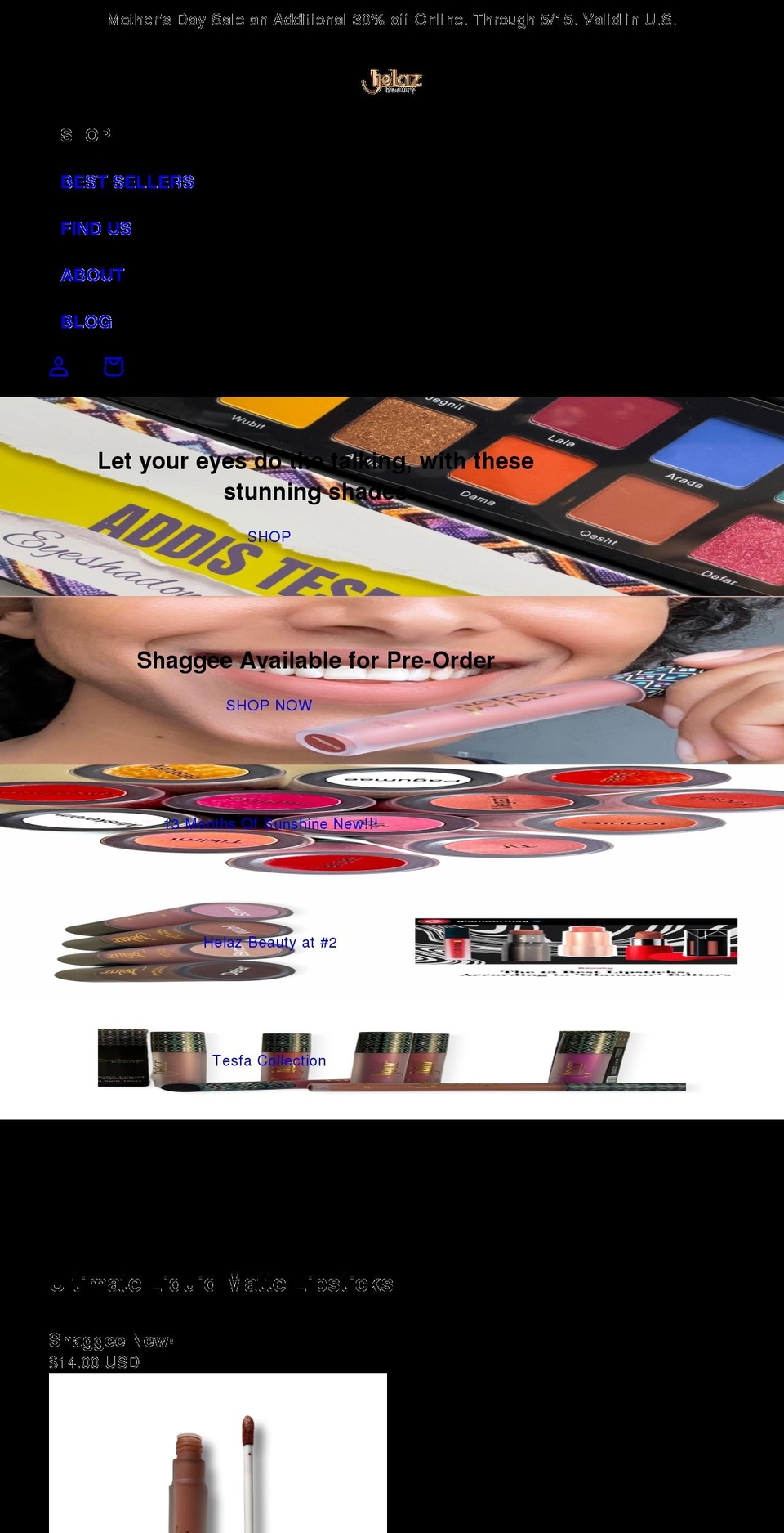 helazbeauty.com shopify website screenshot