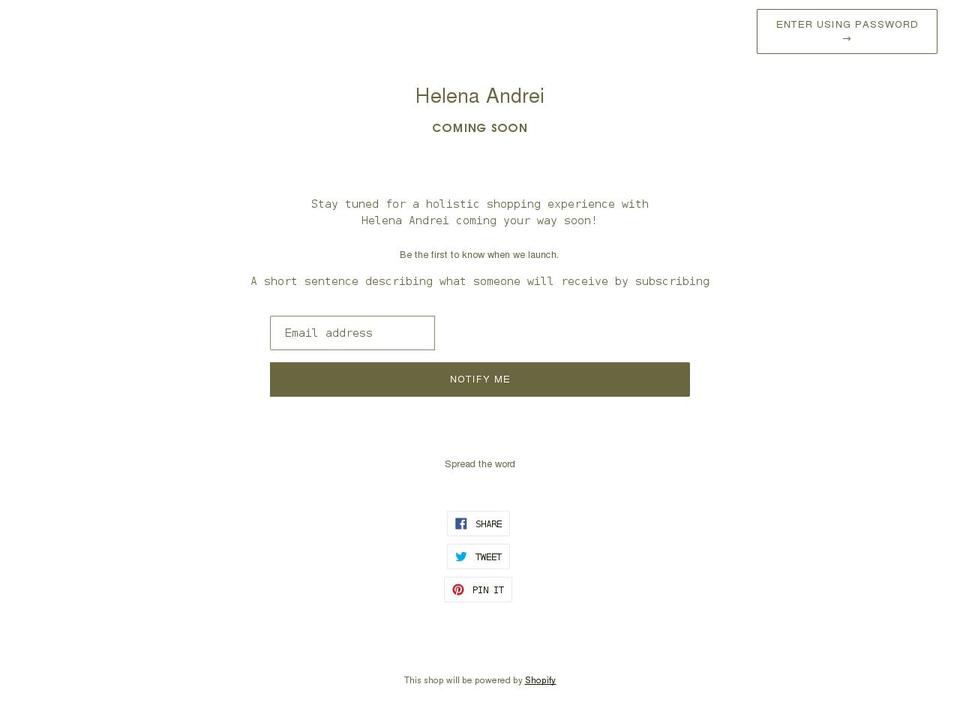 helenaandrei.com shopify website screenshot