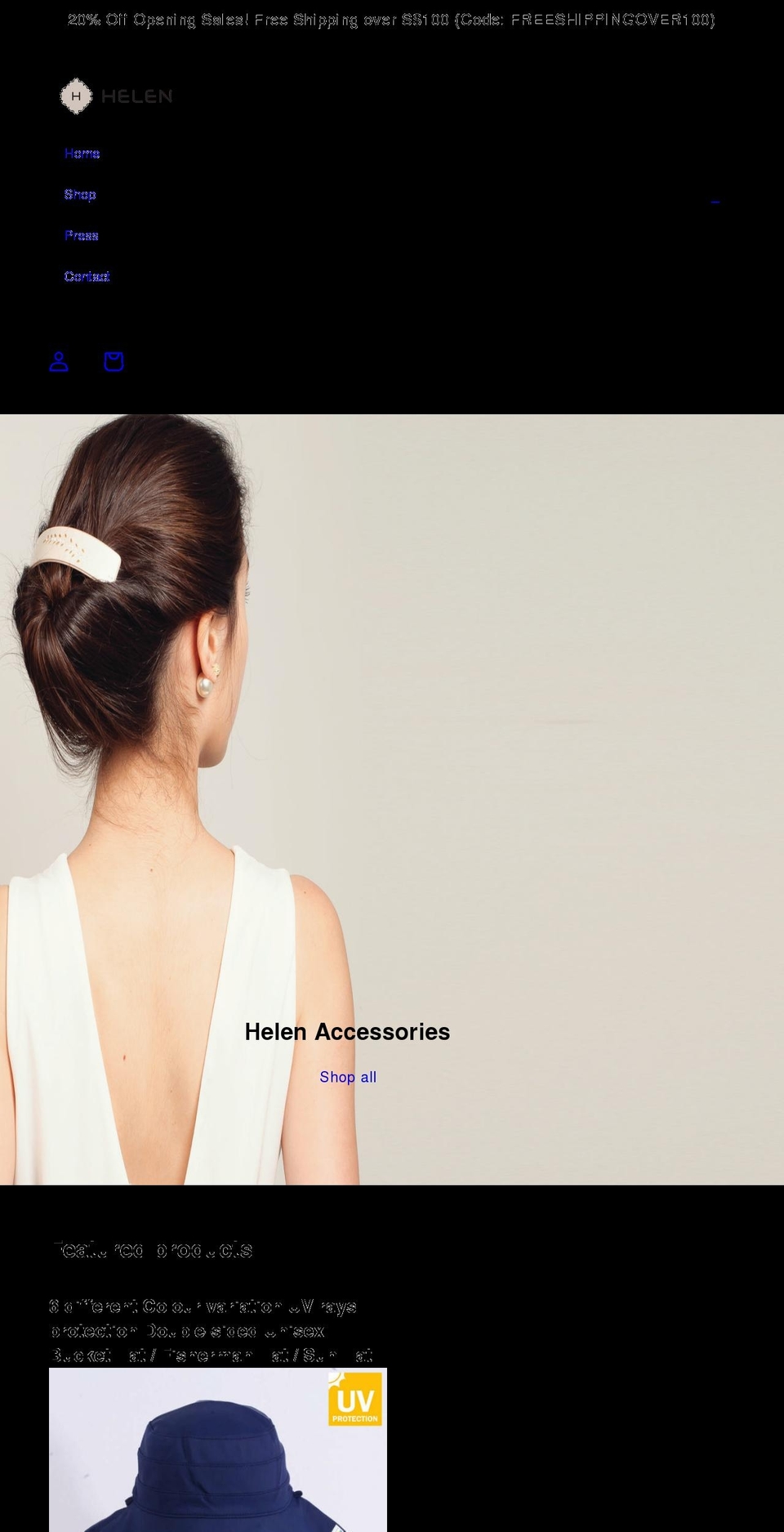 helenaccessories.com shopify website screenshot