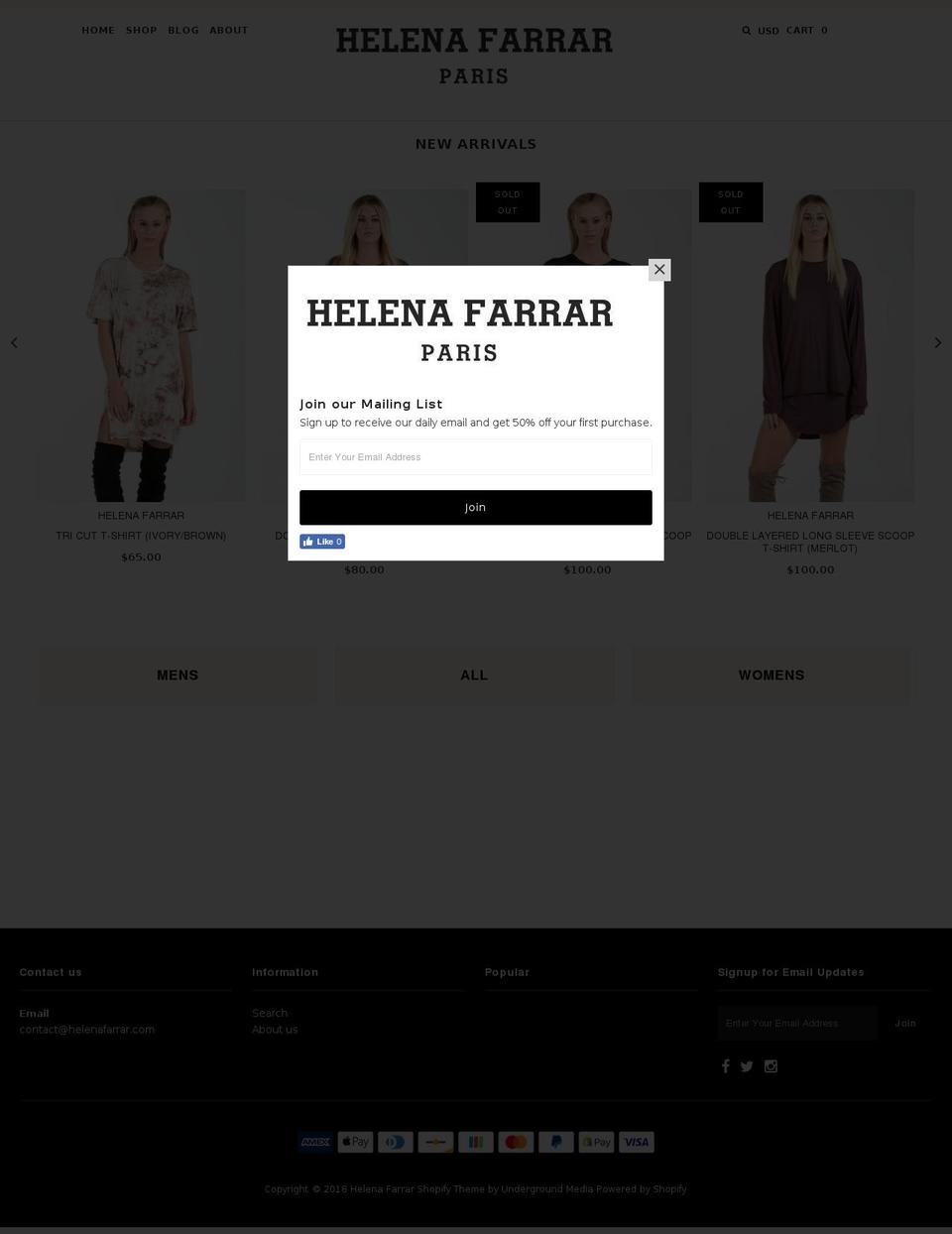 helenafarrar.com shopify website screenshot