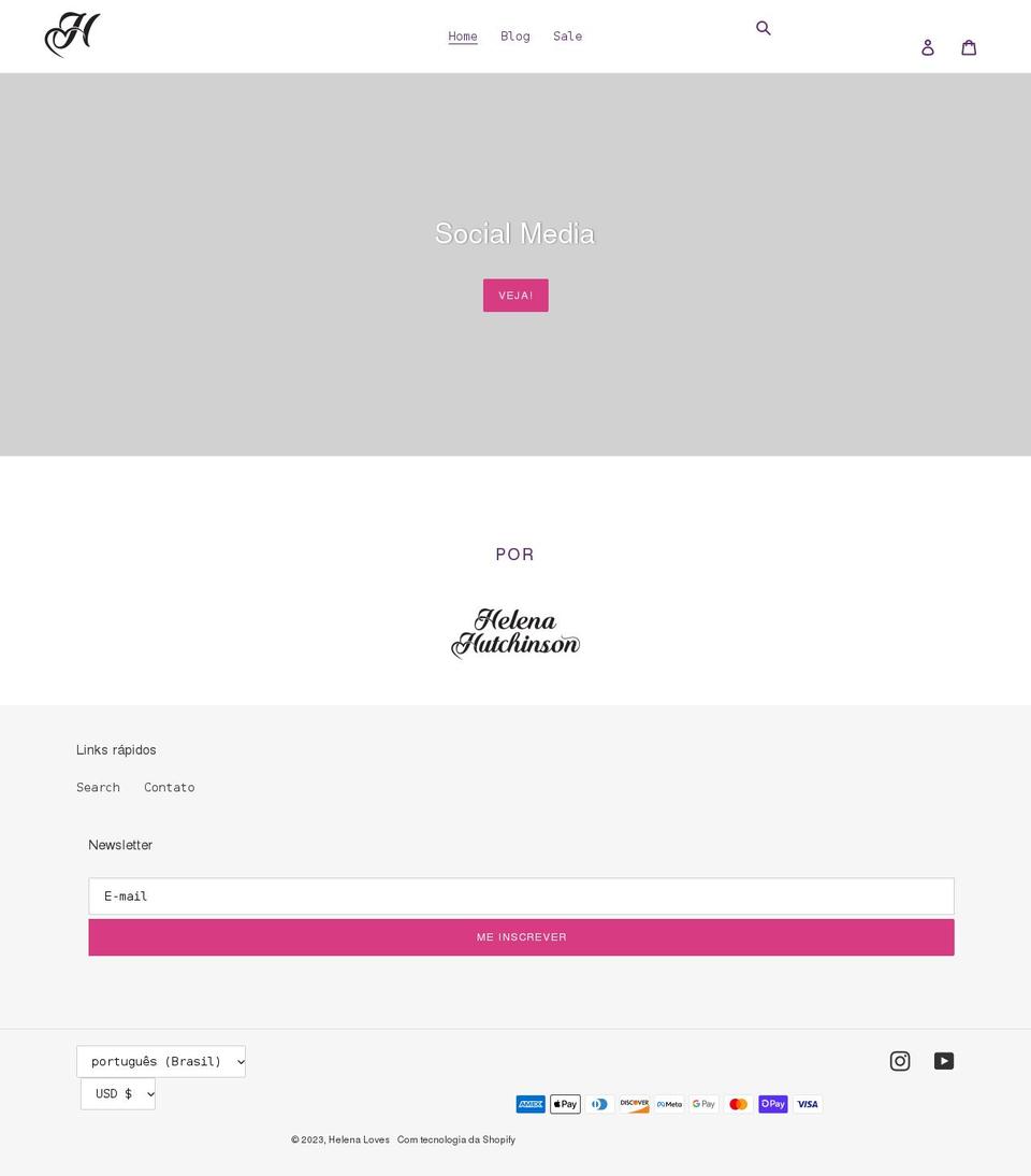 helenaloves.com shopify website screenshot