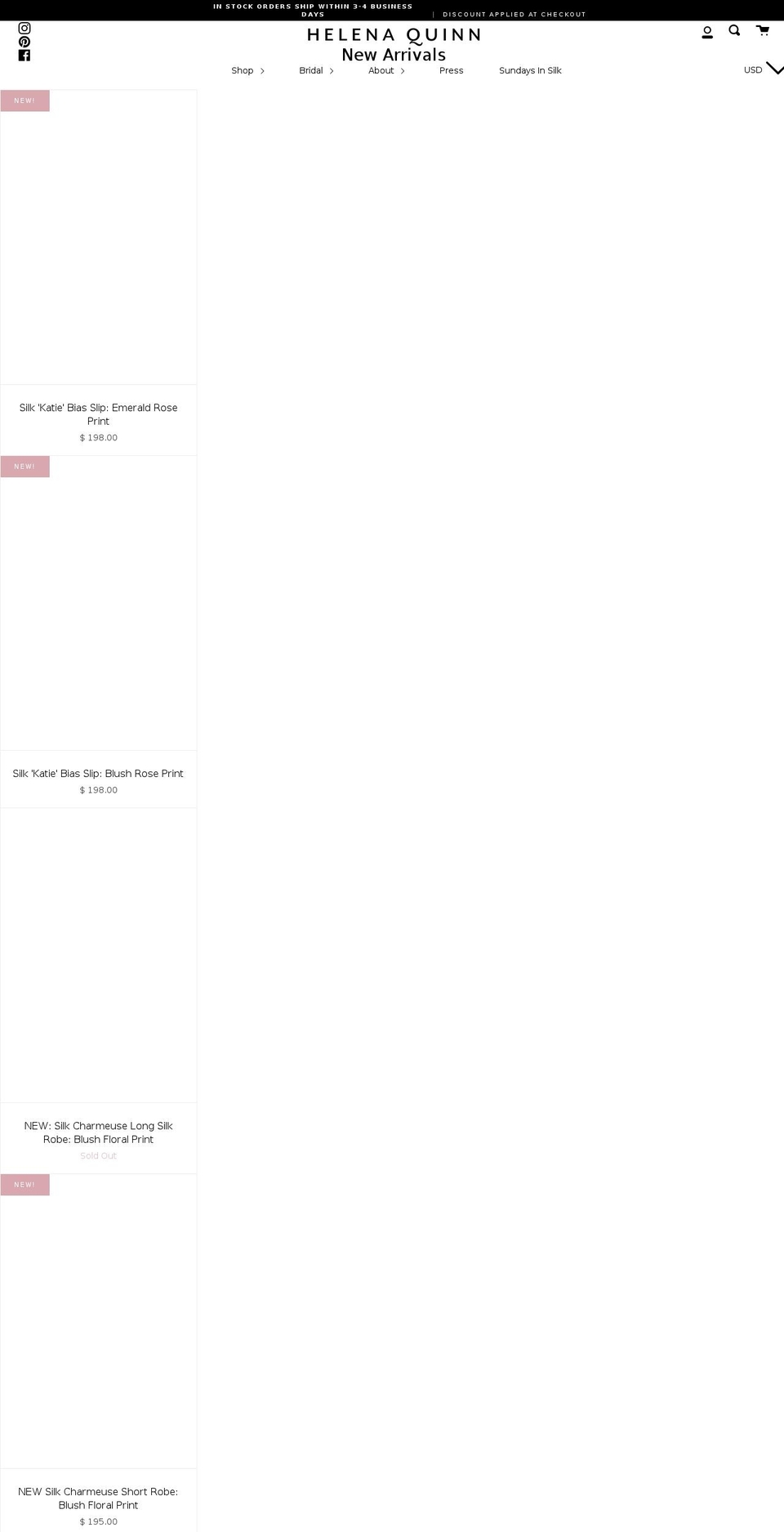 helenaquinn.com shopify website screenshot
