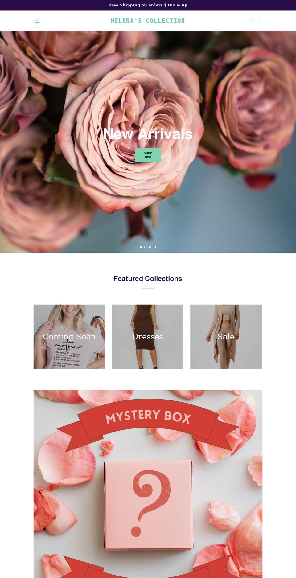 helenascollection.com shopify website screenshot